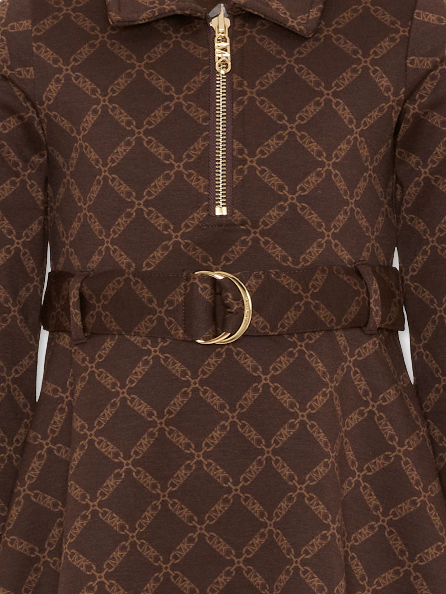 Vestito marrone per bambina con logo all over,Michael Kors,R30475 342