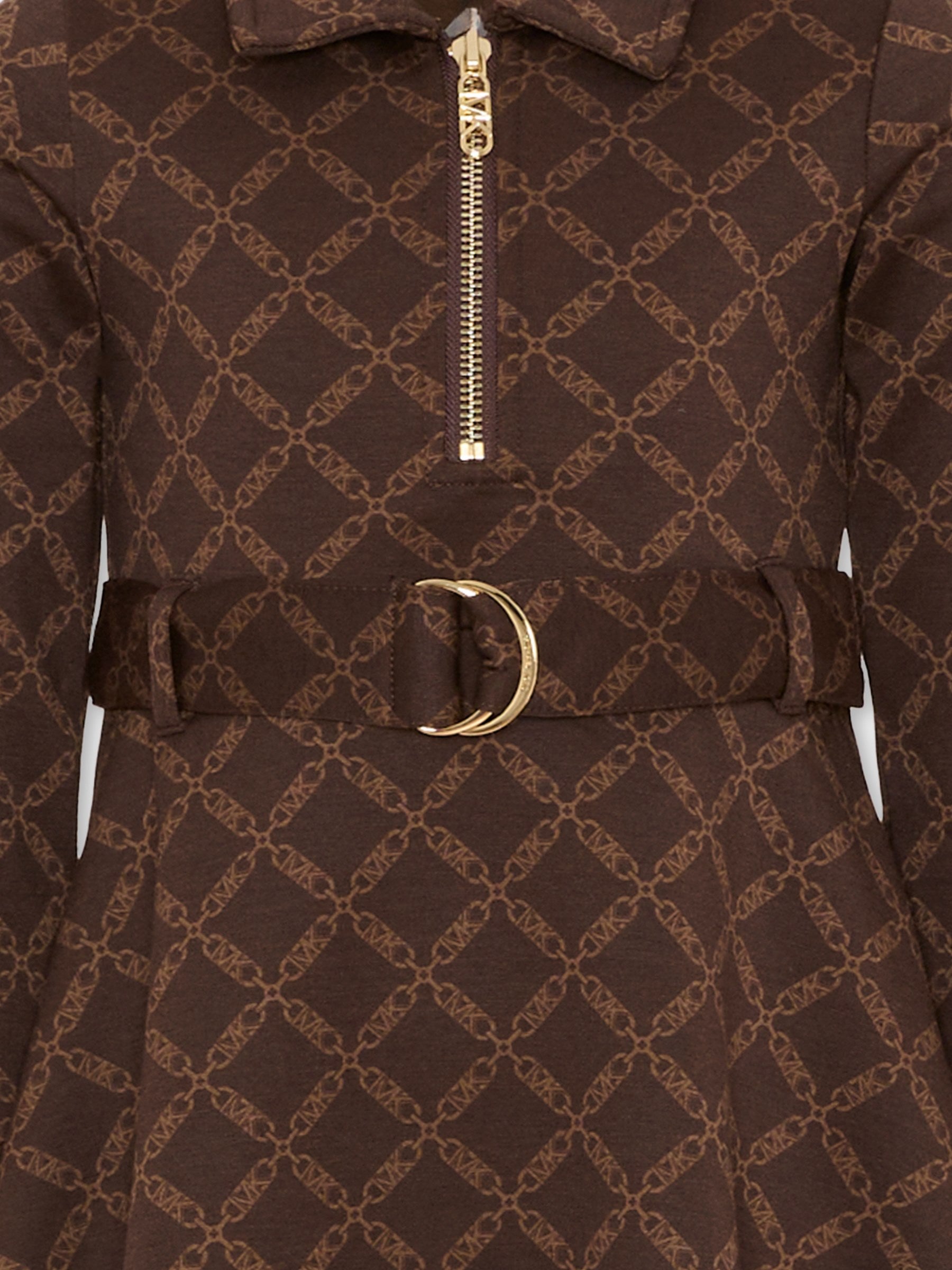 Vestito marrone per bambina con logo all over,Michael Kors,R30475 342