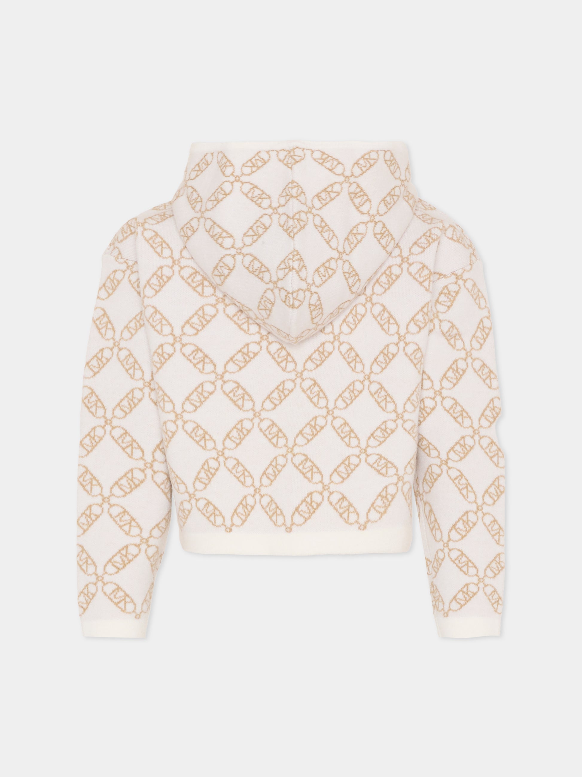 Felpa avorio per bambina con logo beige,Michael Kors,R30470 N52