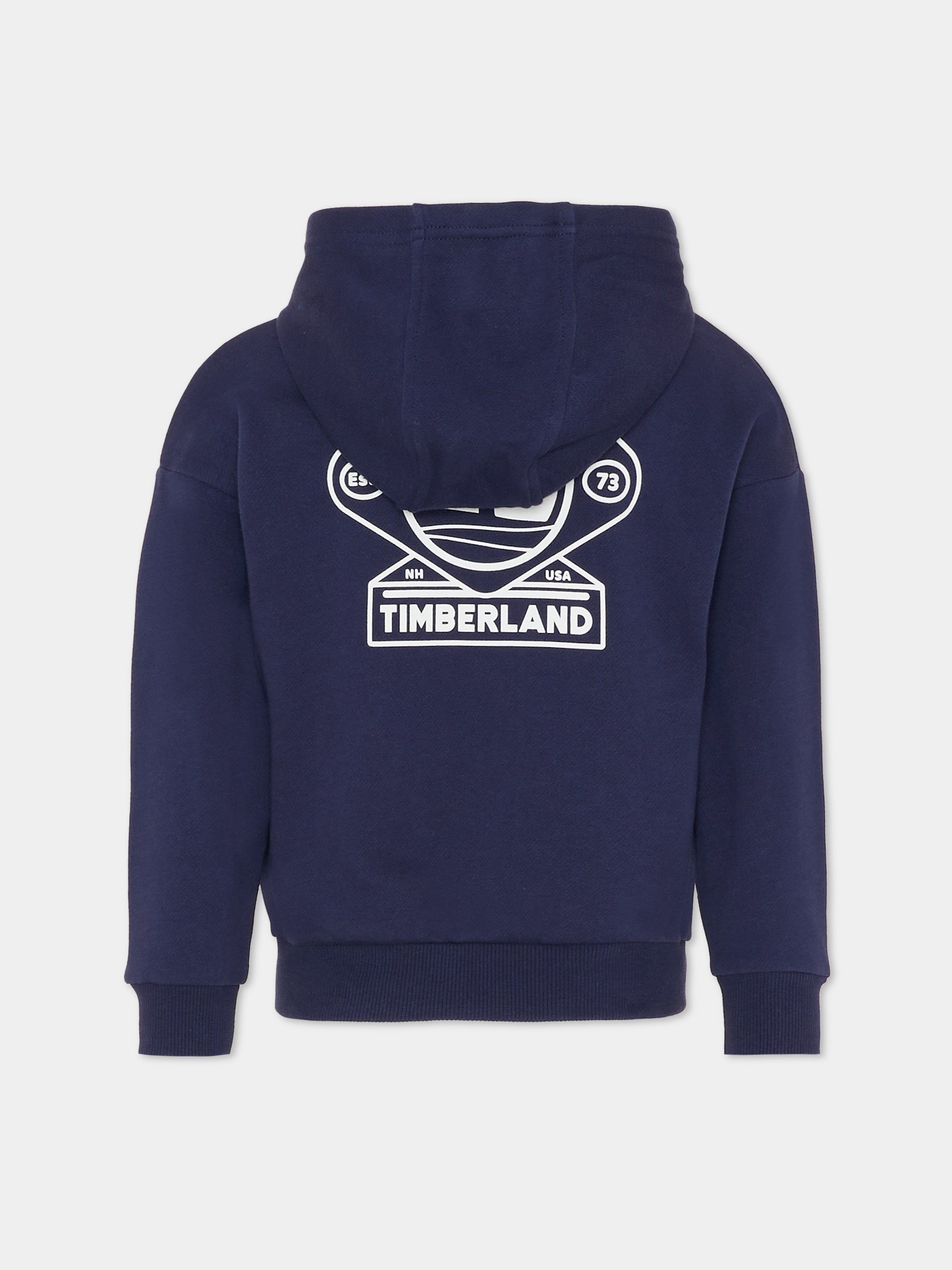 Felpa blu per bambino con logo bianco,Timberland,T60560 85T