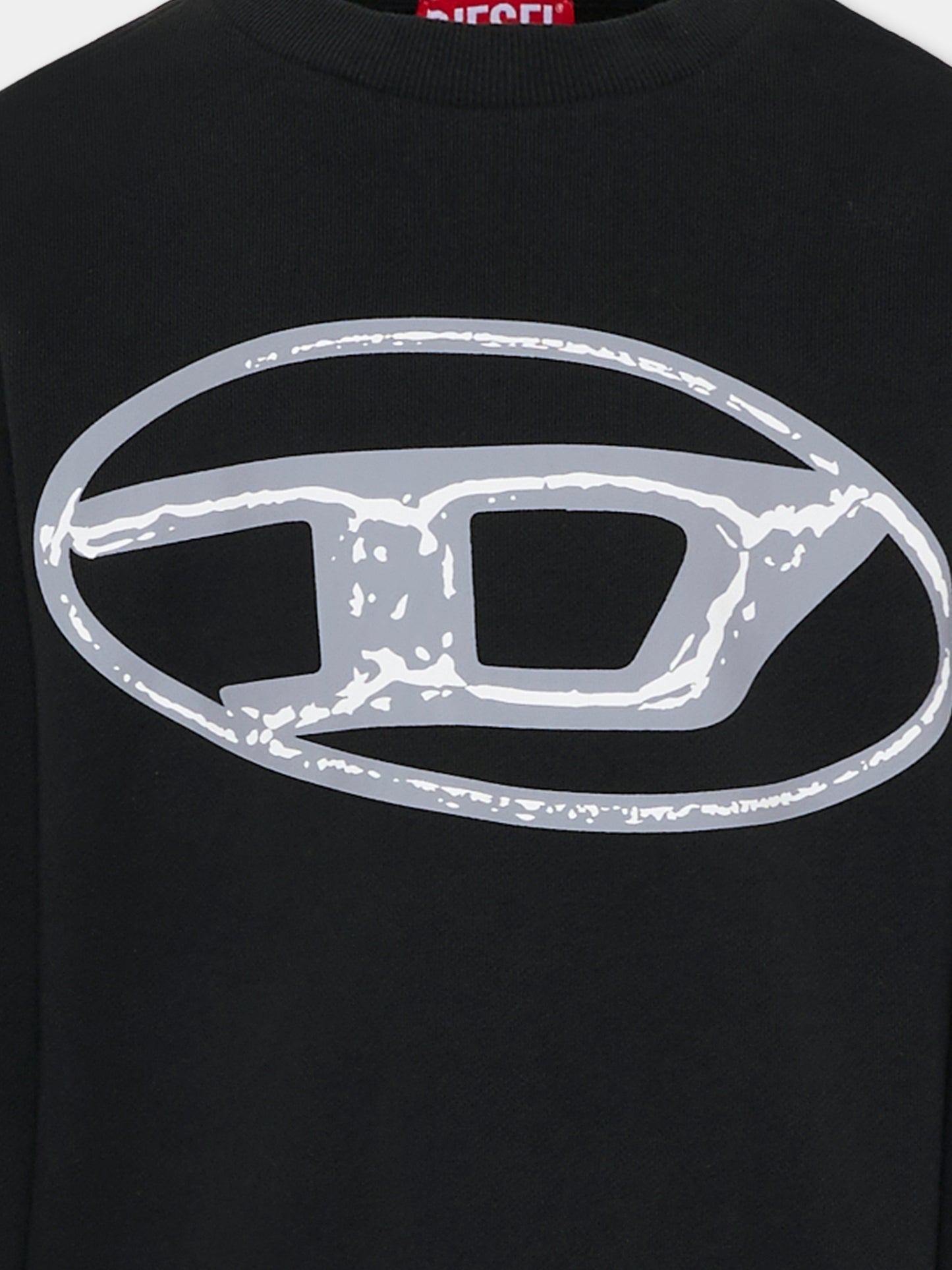 Felpa nera per bambino con logo grigio,Diesel,J02488-KYAQK-K900