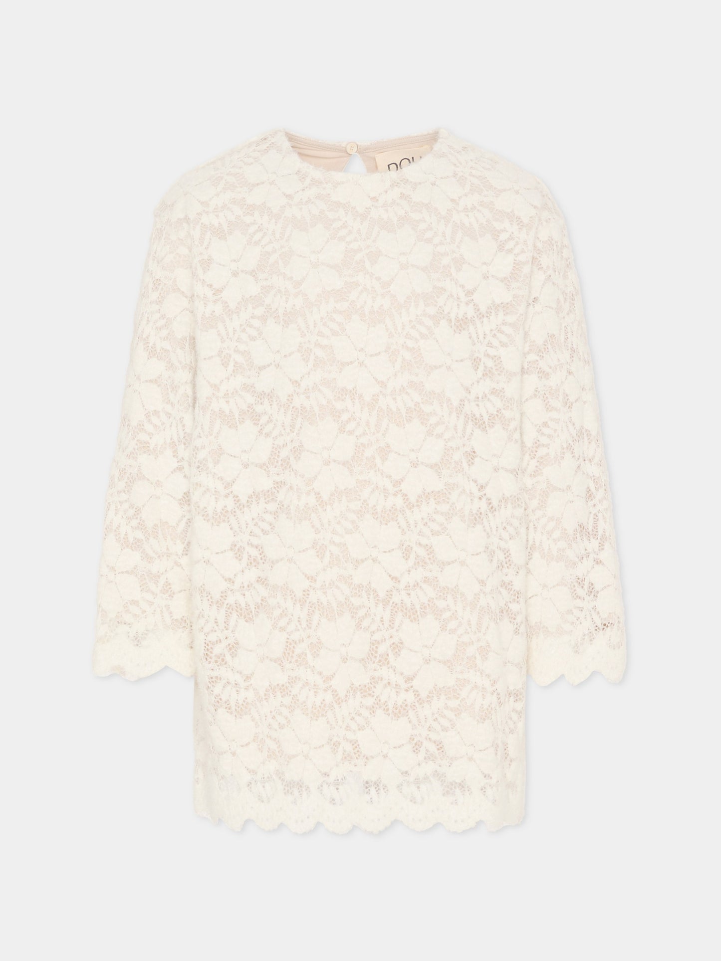 Vestito avorio per bambina con motivo floreale,Douuod Kids,DX1B00 U0237 101