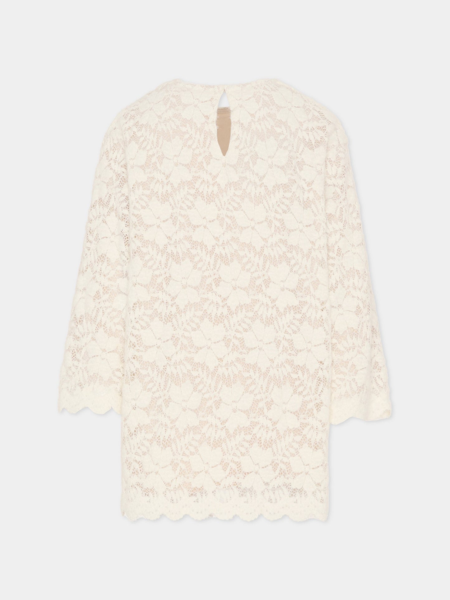 Vestito avorio per bambina con motivo floreale,Douuod Kids,DX1B00 U0237 101