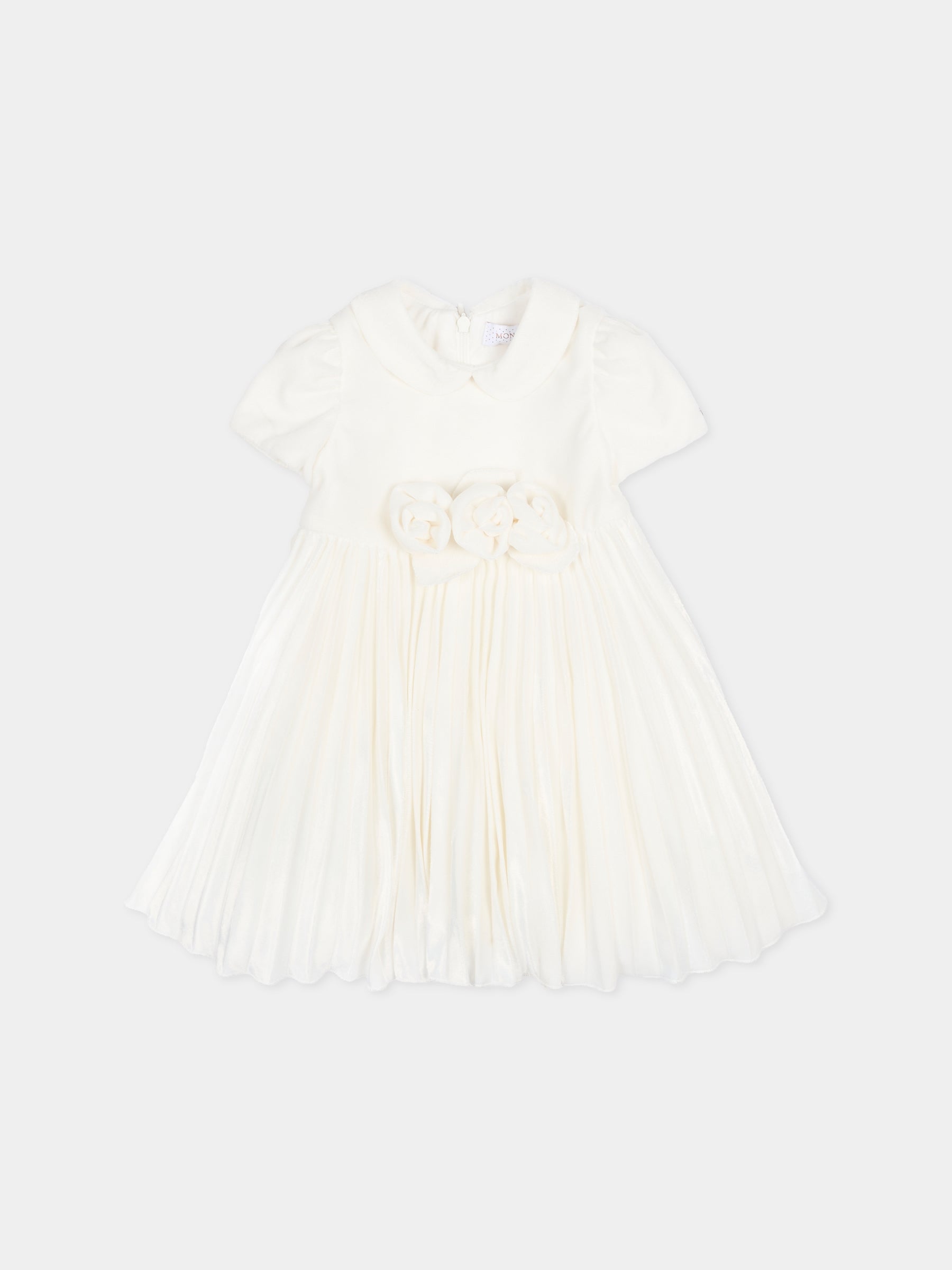 Vestito avorio per neonata con rose,Monnalisa,73F902 6803 0001