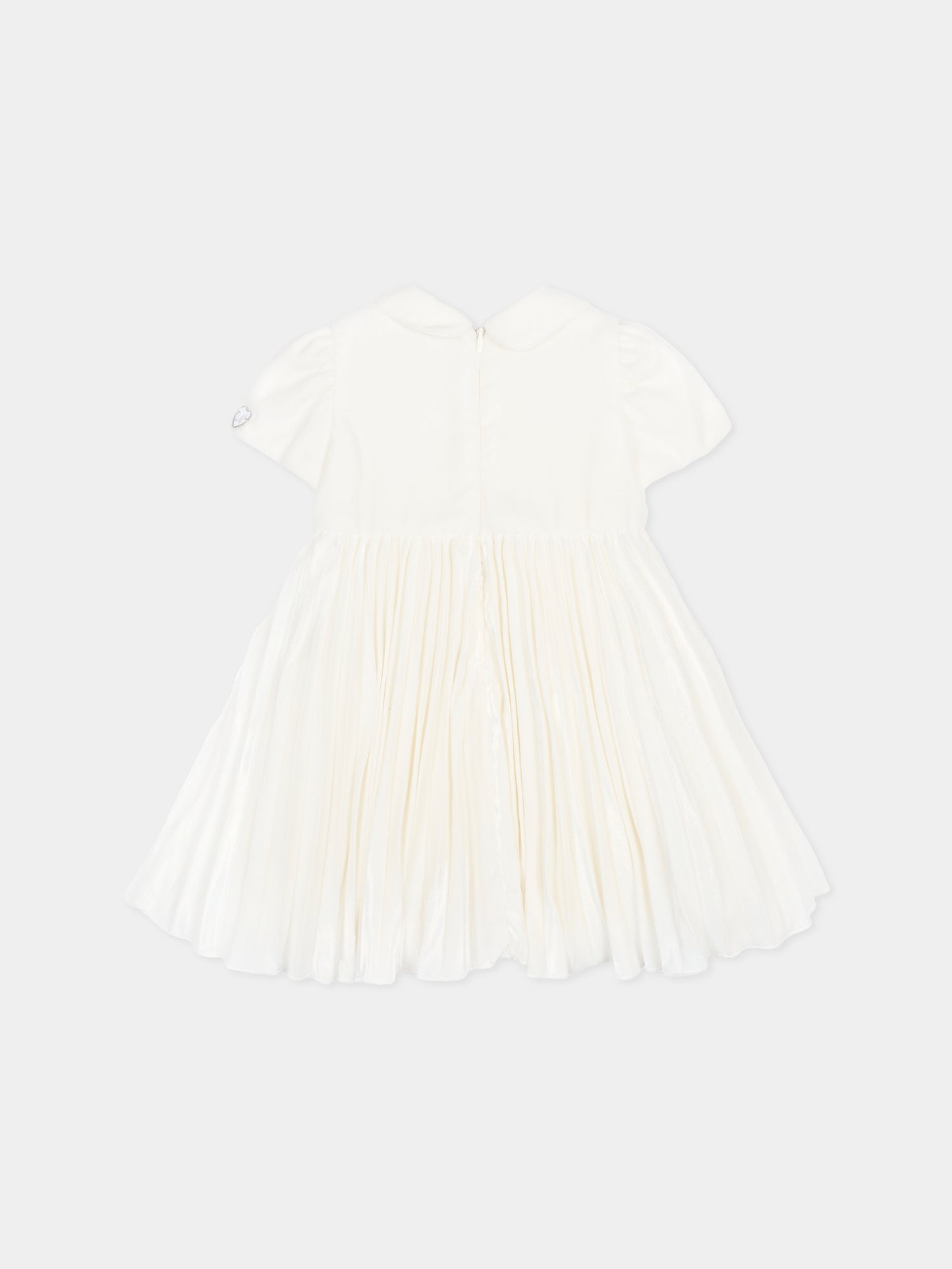 Vestito avorio per neonata con rose,Monnalisa,73F902 6803 0001