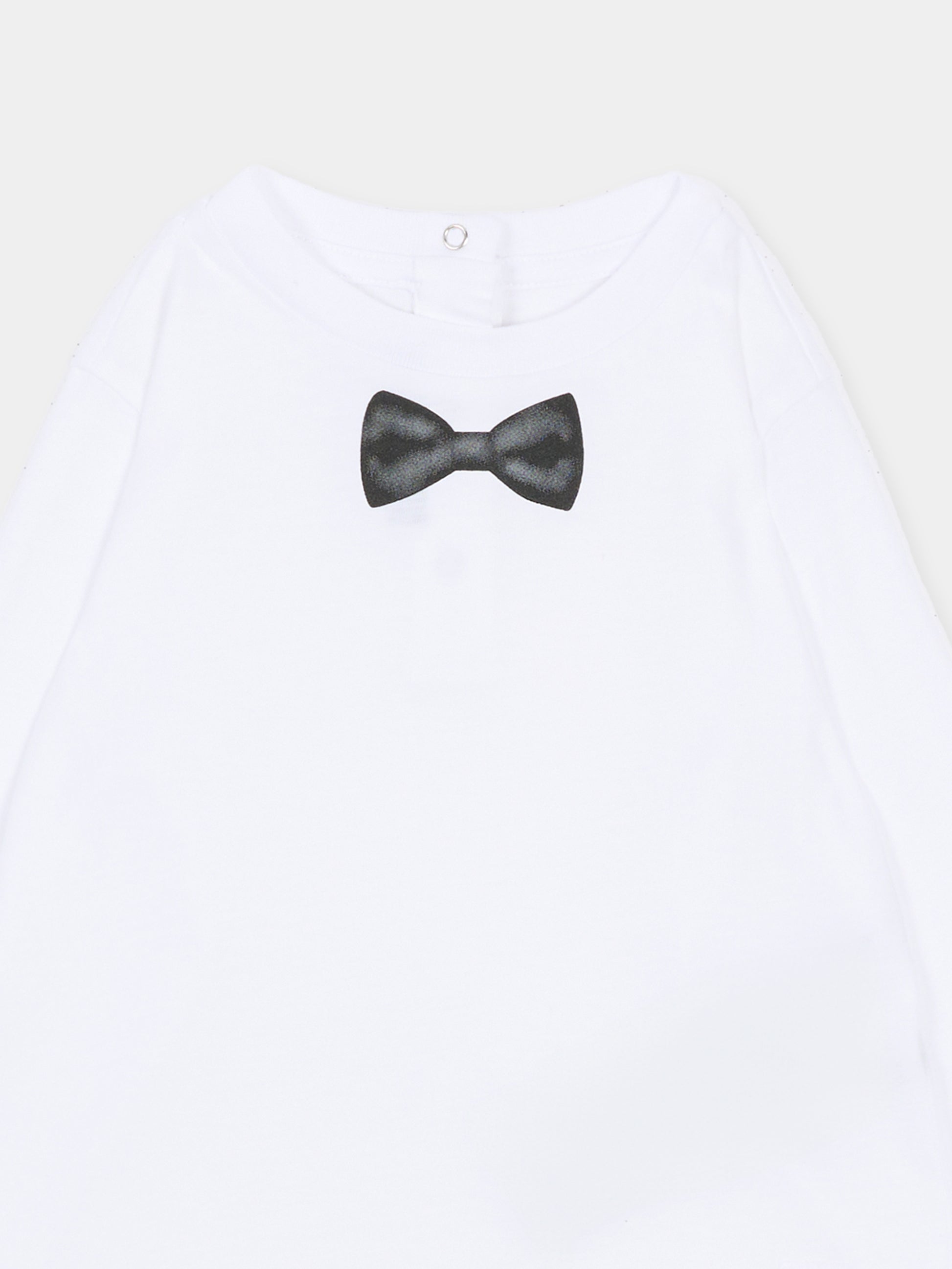 T-shirt bianca con papillon per neonato,Balmain Kids,BX8590 Z3186 100NE