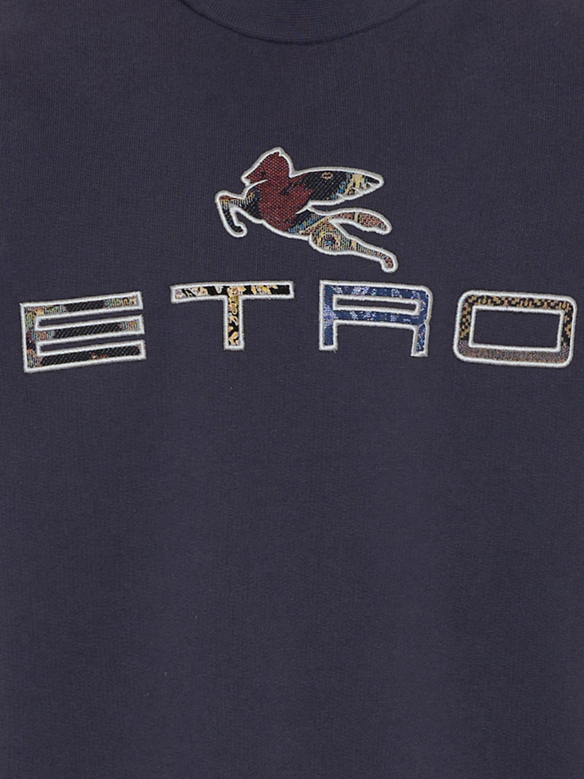 Felpa blu con logo e Pegaso per bambini,Etro,GX4P20 Z3333 667
