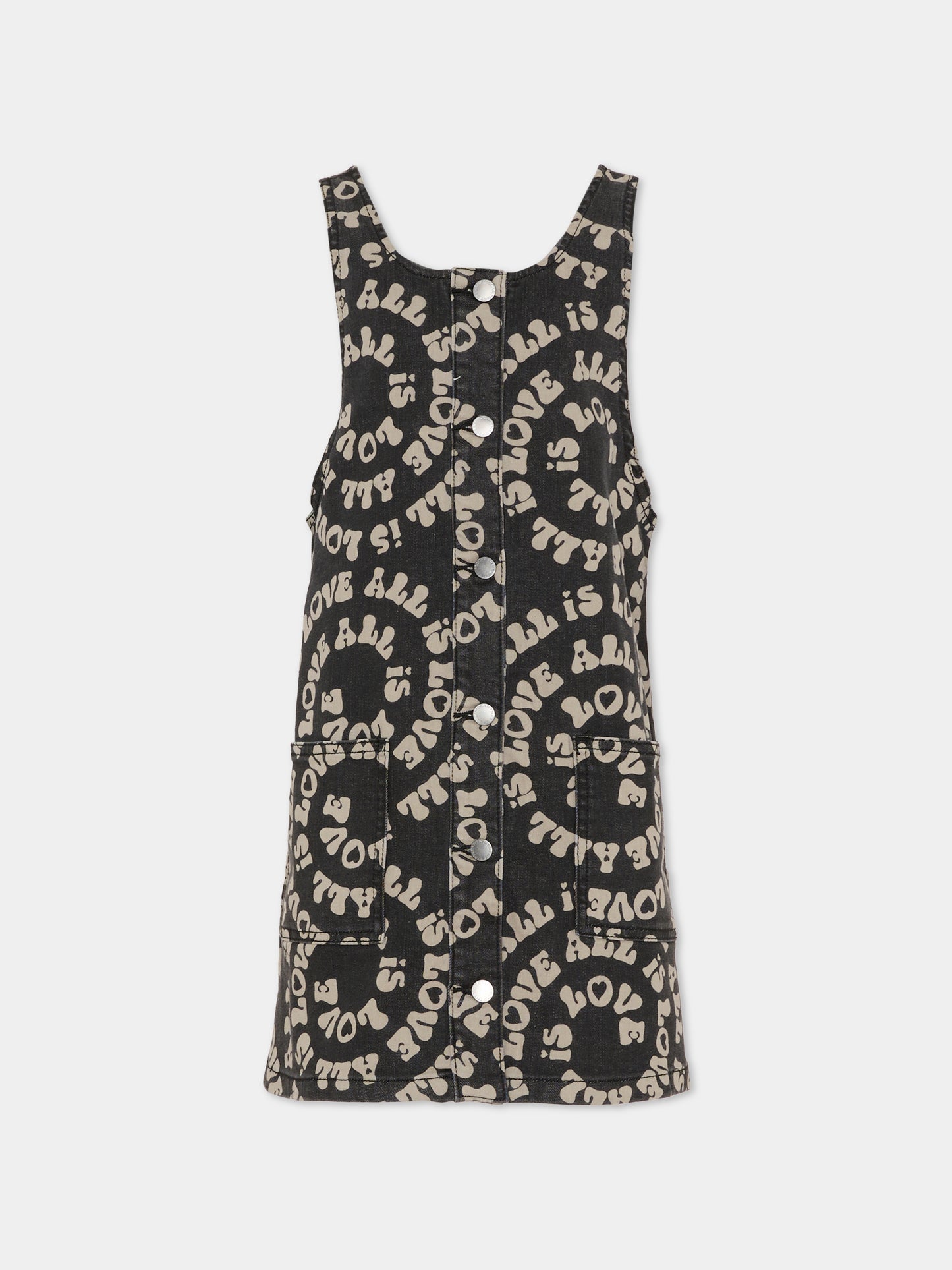 Scamiciato nero con stampa all over per bambina,Stella Mccartney Kids,TX1C62 Z3113 961BC