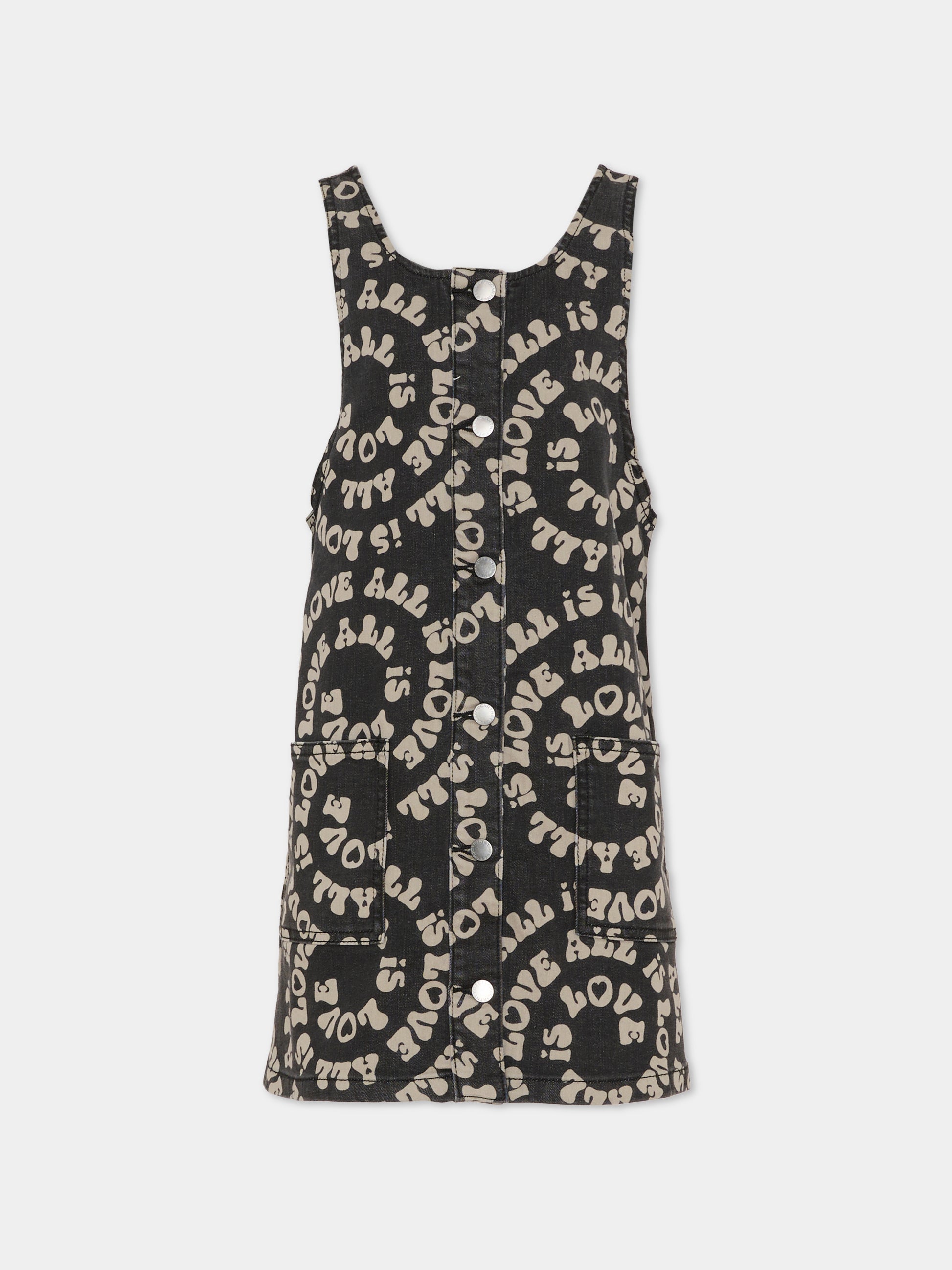 Scamiciato nero con stampa all over per bambina,Stella Mccartney Kids,TX1C62 Z3113 961BC