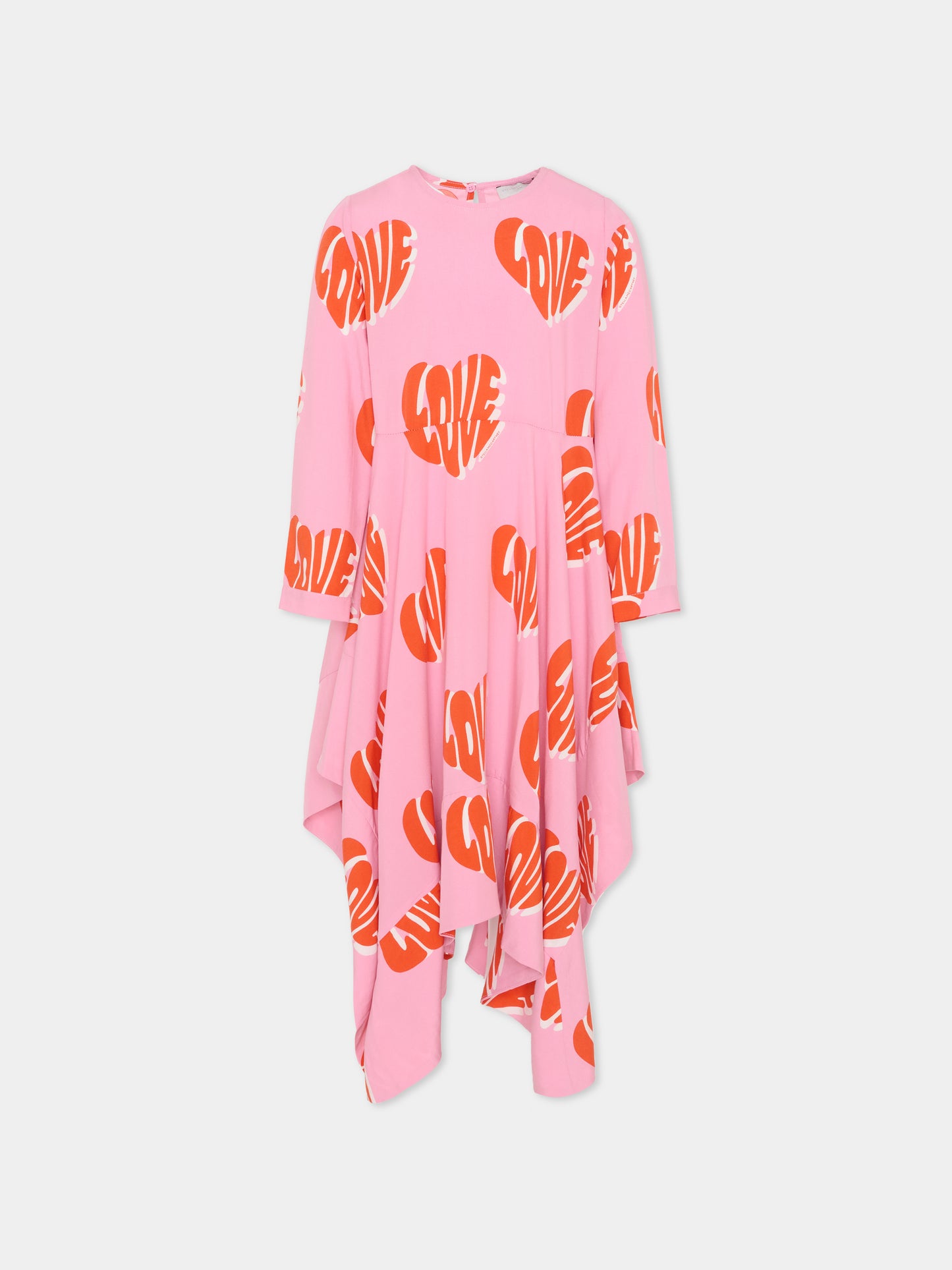 Vestito rosa con stampa love per bambina,Stella Mccartney Kids,TX1D90 Z3067 51MMC