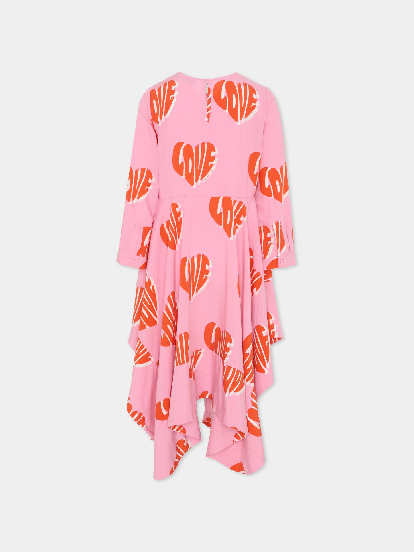 Vestito rosa con stampa love per bambina,Stella Mccartney Kids,TX1D90 Z3067 51MMC