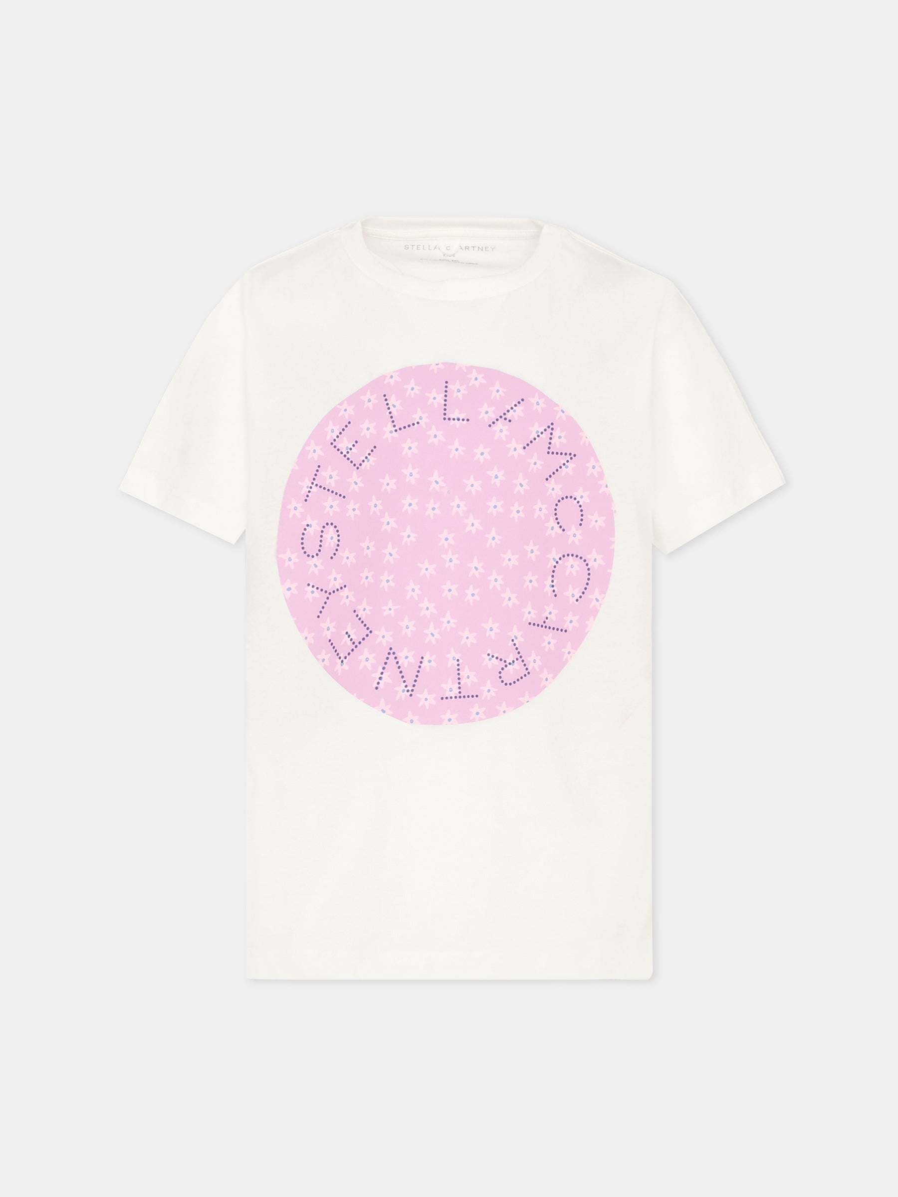 T-shirt bianca con logo per bambina,Stella Mccartney Kids,TX8B21 Z0434 101