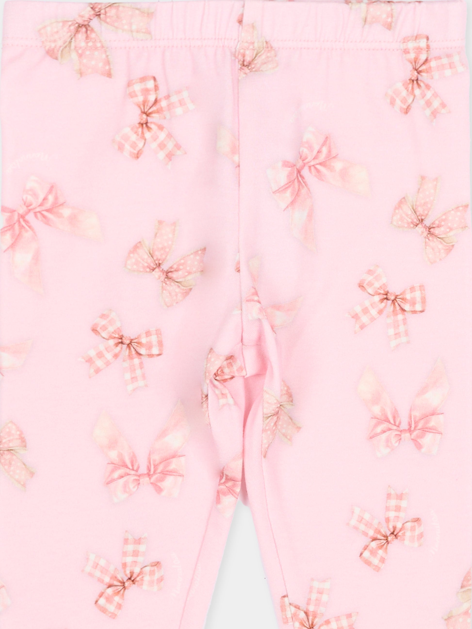 Leggings rosa per neonata con stampa fiocco,Monnalisa,31F403 6650 0090