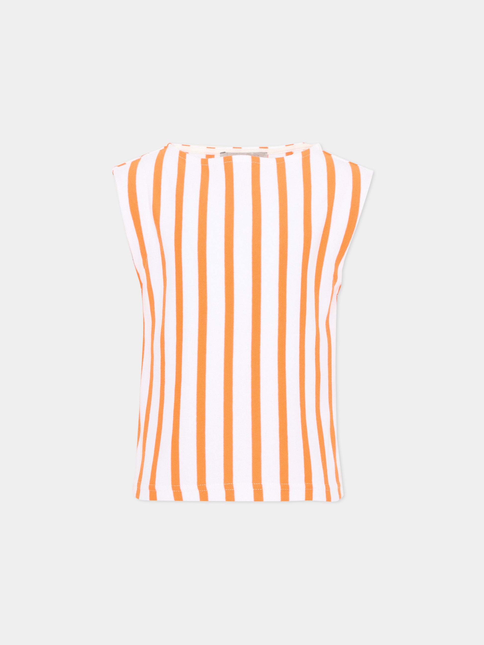 Top bianco a righe per bambina,Vélocipède,VLC-SS26-TS004 WHITE AND TANGERINE