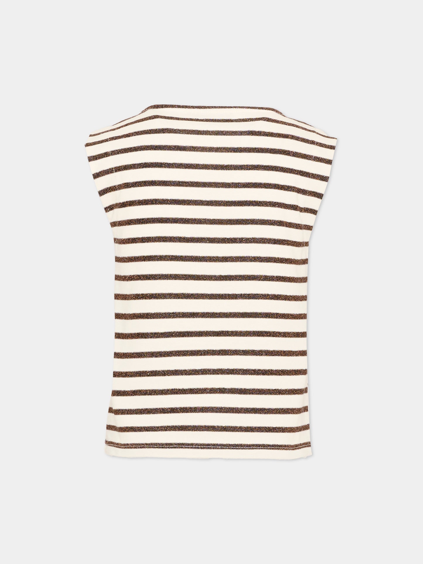 Top beige a righe glitter per bambina,Vélocipède,VLC-SS26-TS004 ECRU AND BLACK