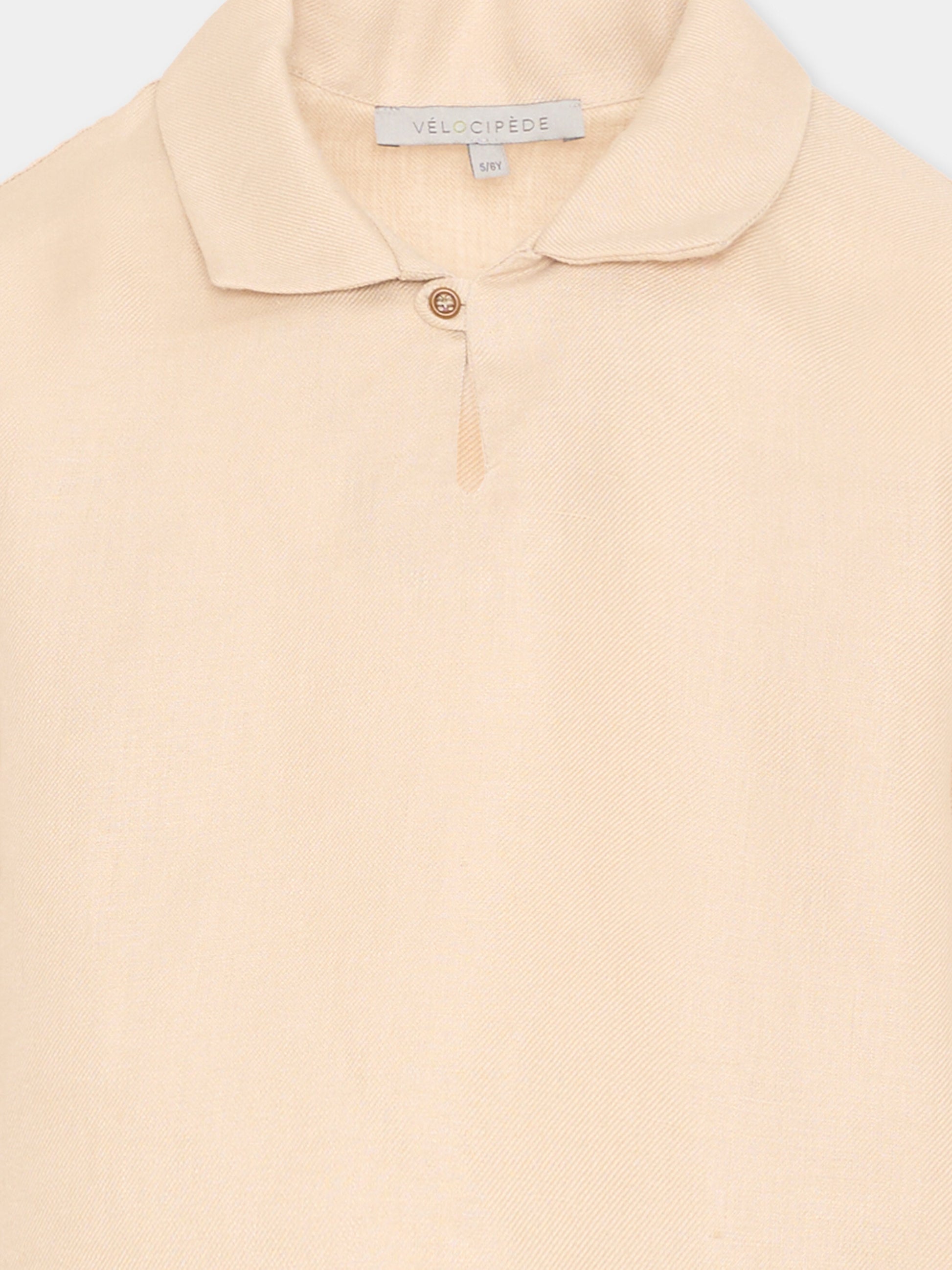 Polo beige in lino per bambini,Vélocipède,VLC-SS26-SH004 OYSTER