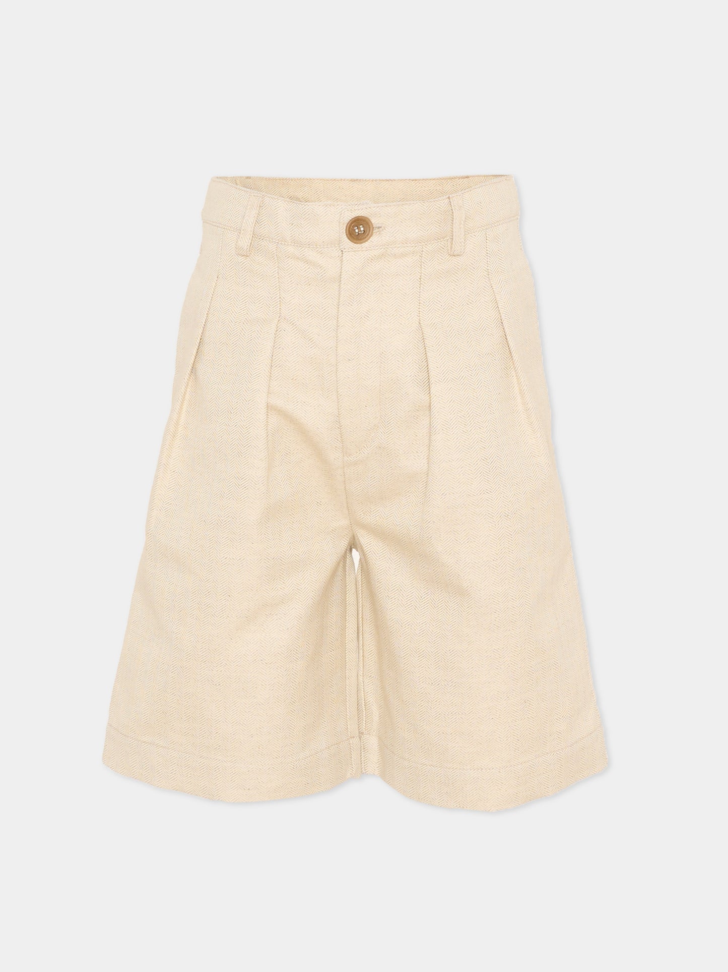 Shorts beige chevron per bambino,Vélocipède,VLC-SS26-TR004 OYSTER