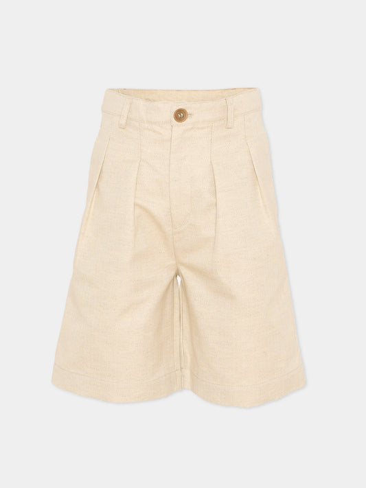 Shorts beige chevron per bambino,Vélocipède,VLC-SS26-TR004 OYSTER
