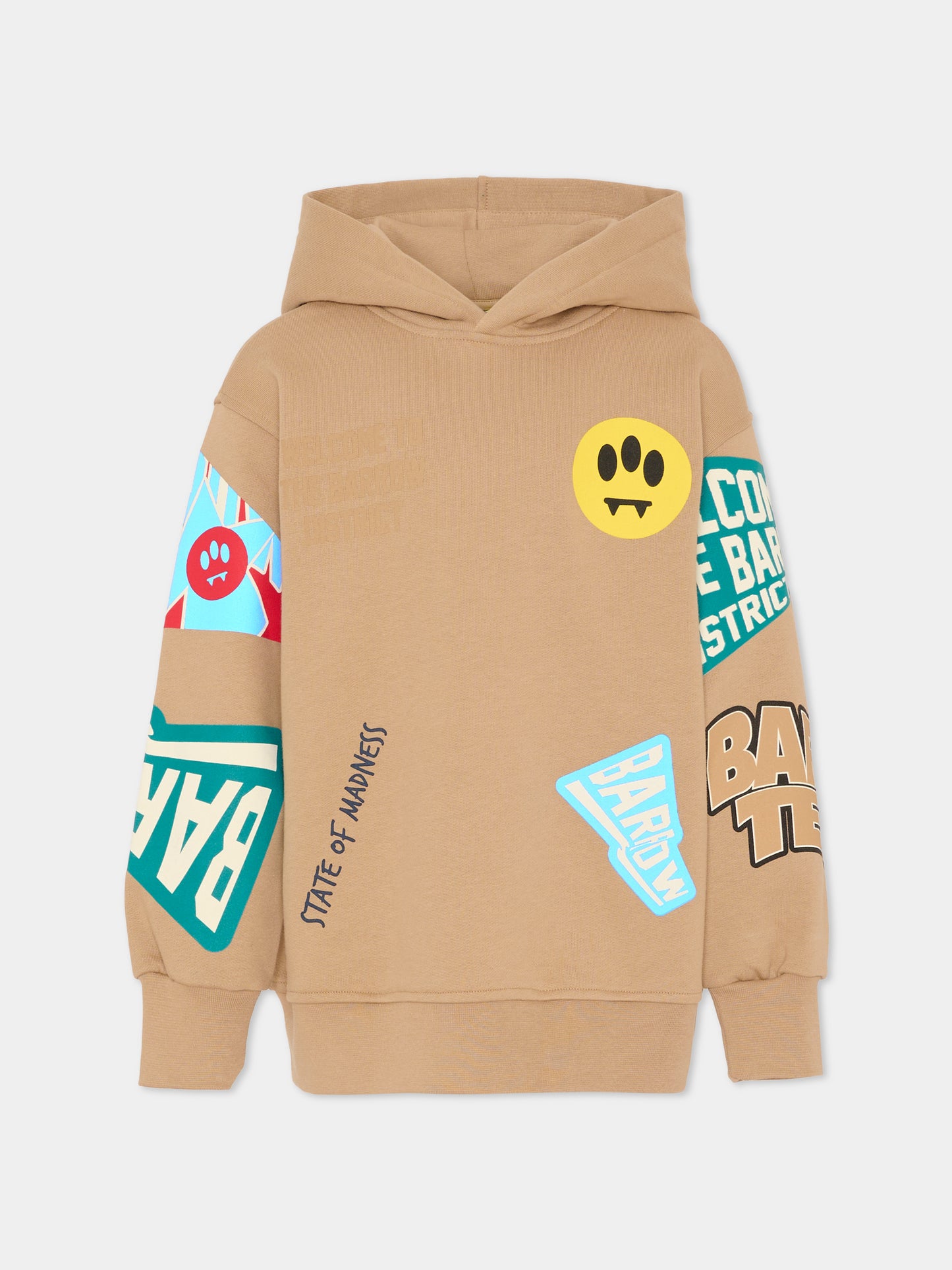 Felpa beige per bambino con smile e scritte,Barrow,F5BKJUHS078 307