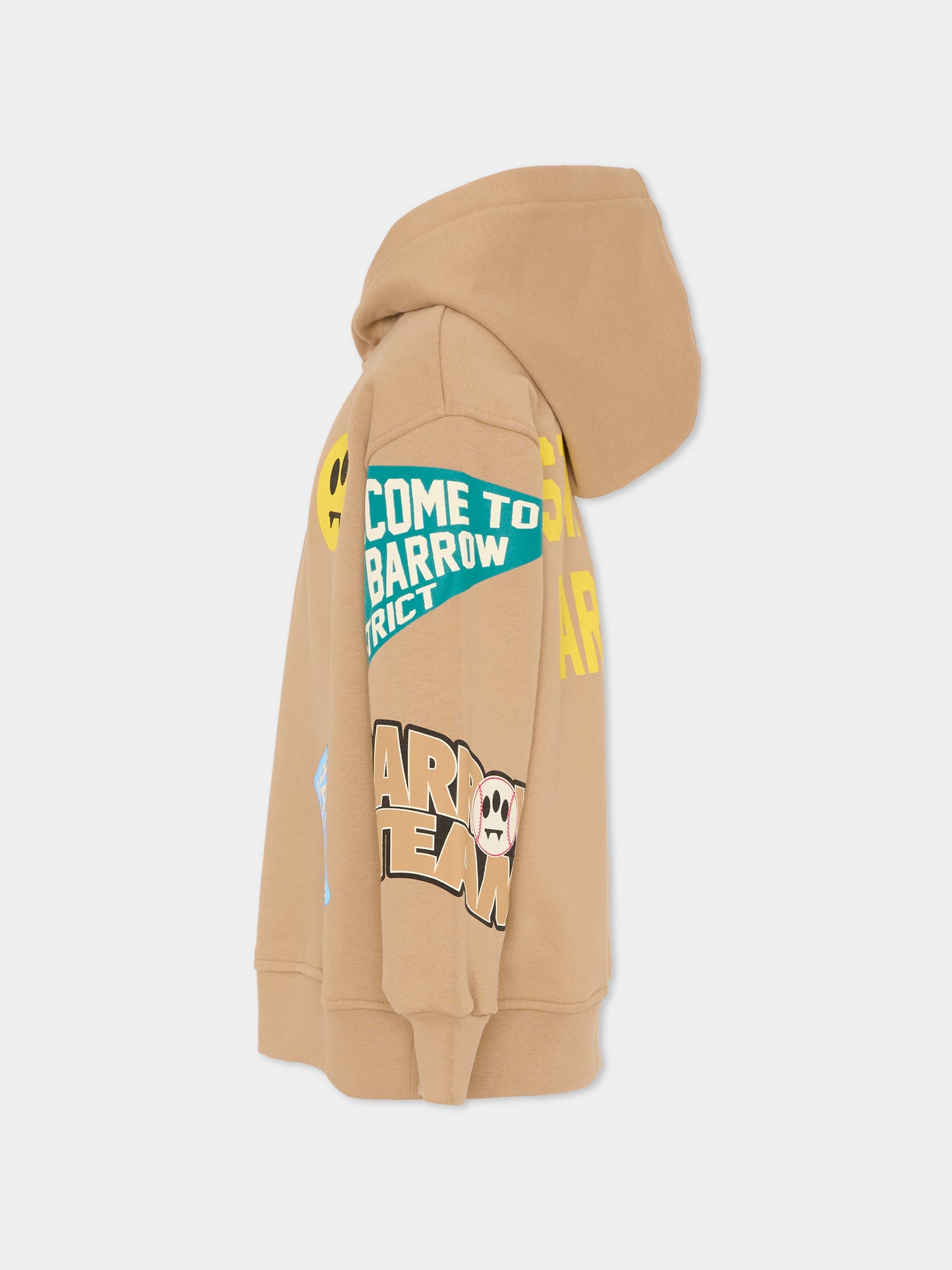 Felpa beige per bambino con smile e scritte,Barrow,F5BKJUHS078 307