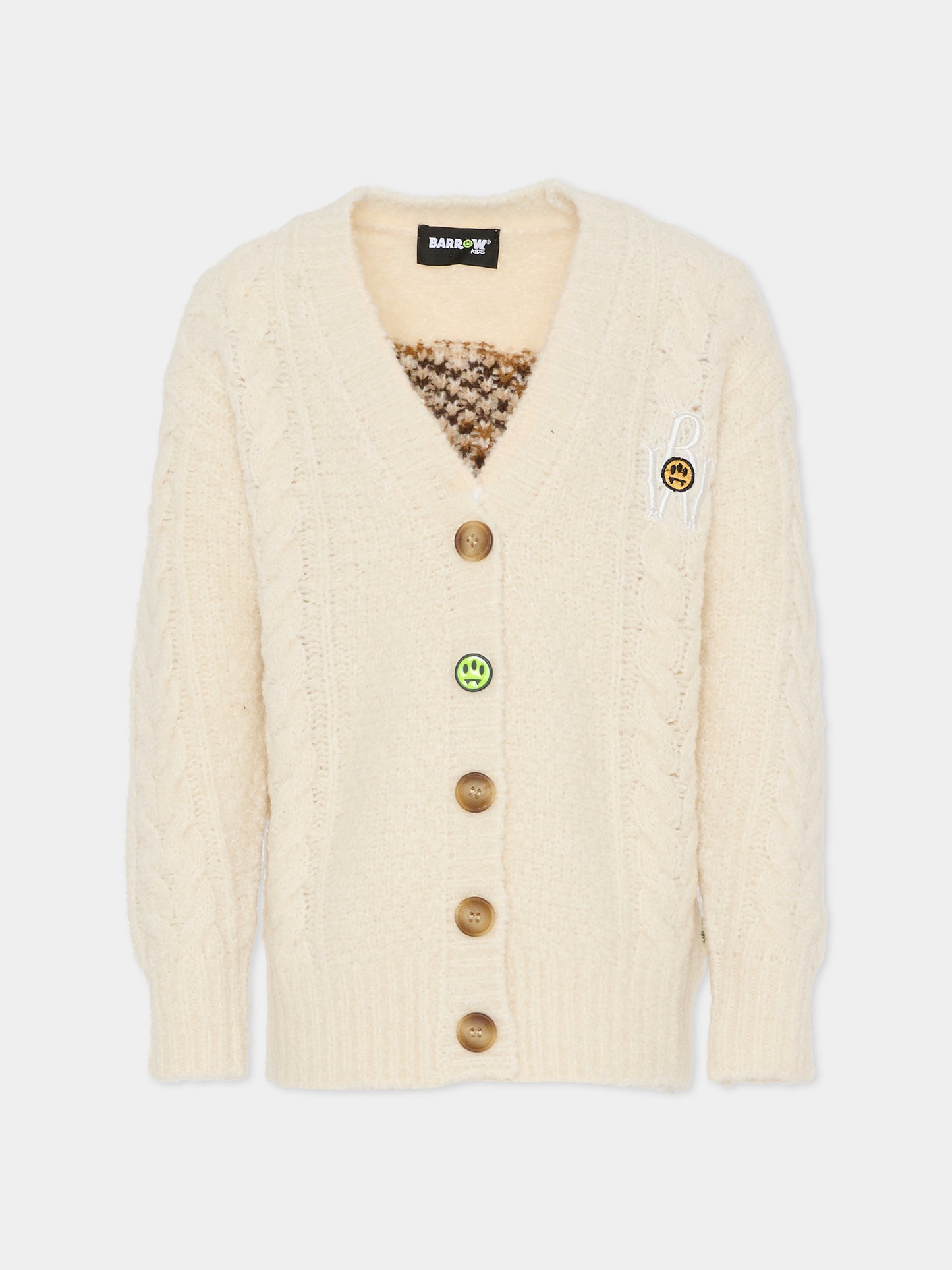 Cardigan avorio per bambina con Bear,Barrow,F5BKJGCA134 013