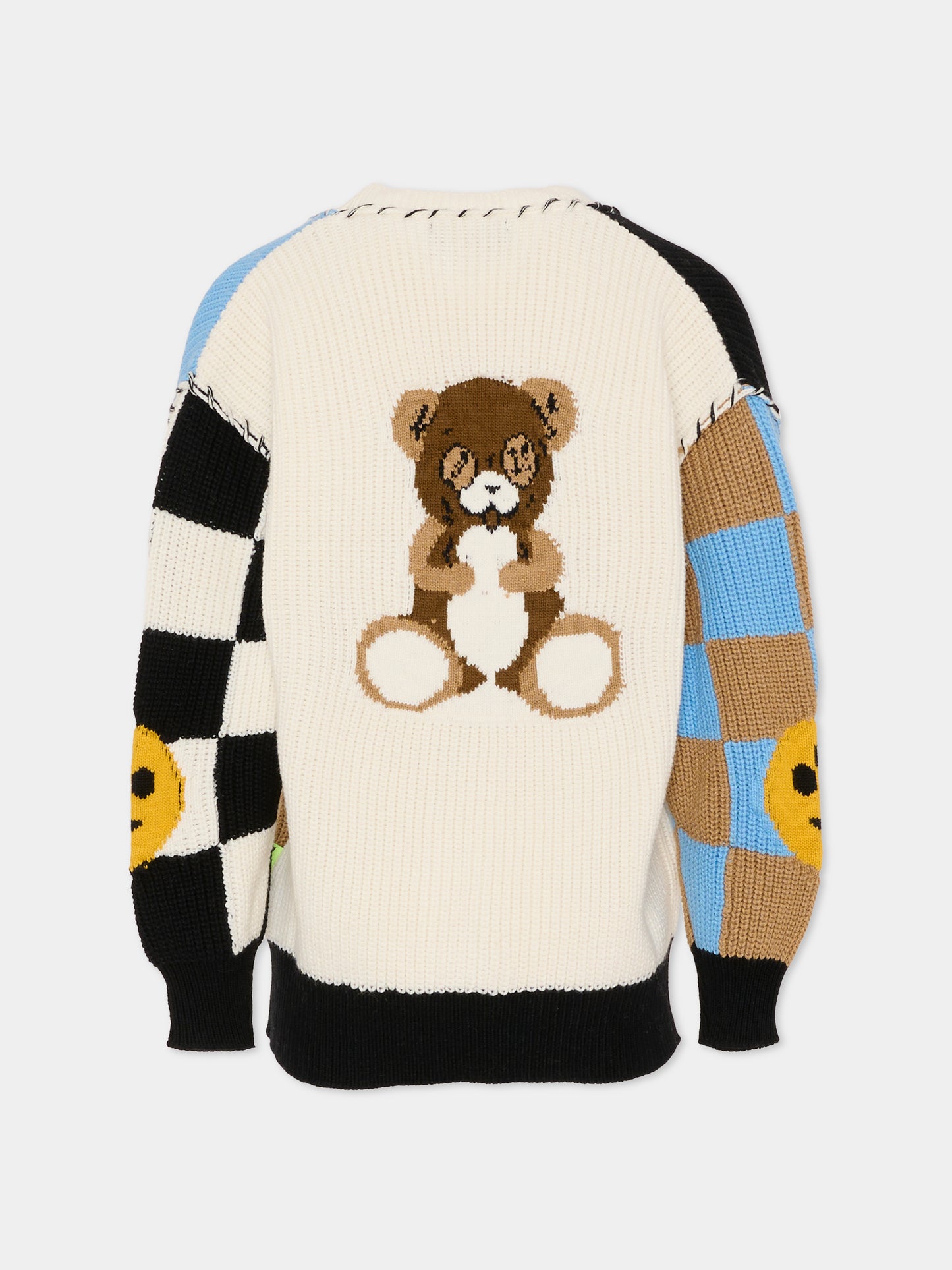 Cardigan multicolor per bambino con smile e Bear,Barrow,F5BKJUCA110 GW034