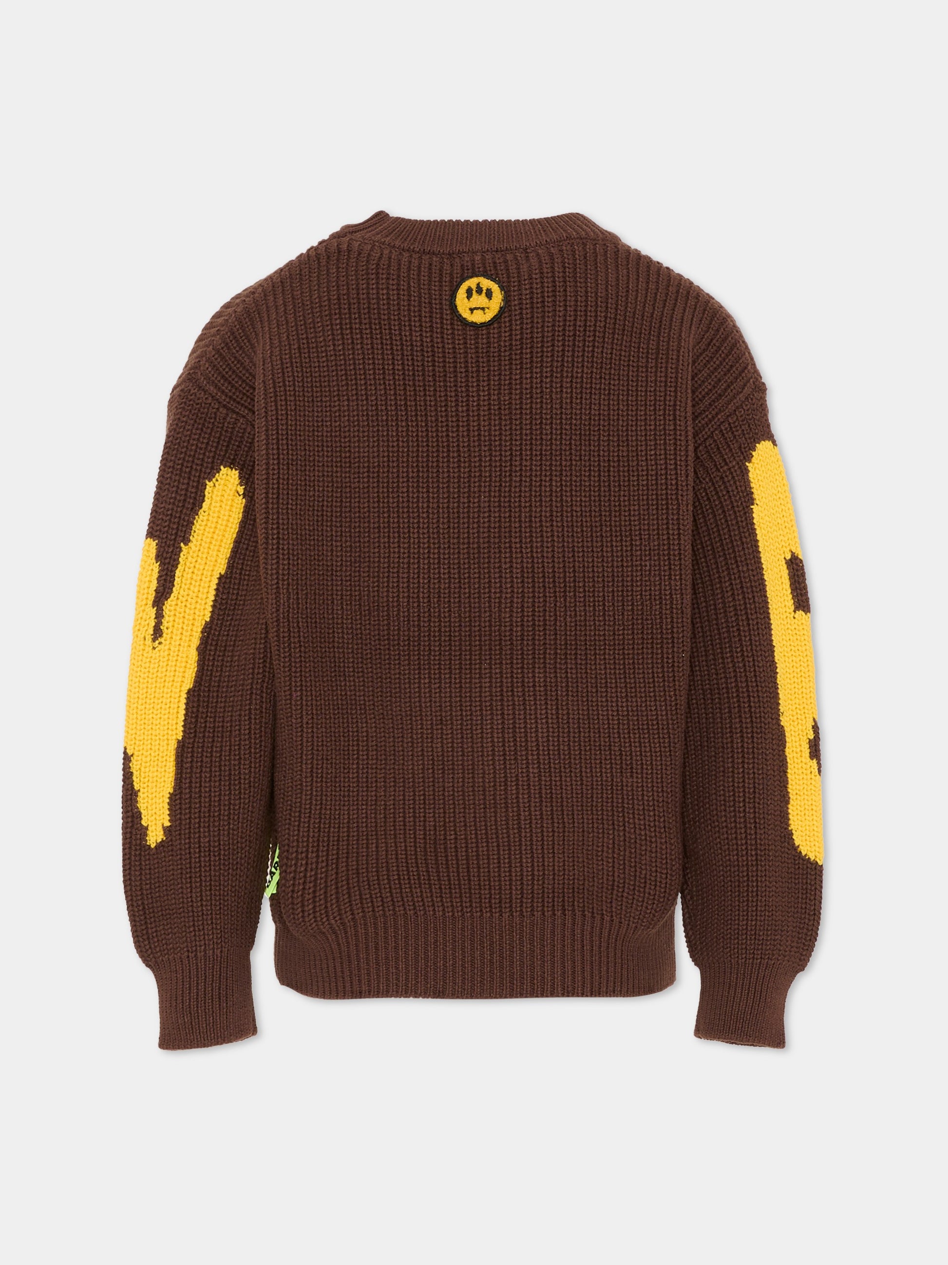 Maglione marrone per bambino con logo,Barrow,F5BKJUJP125 308