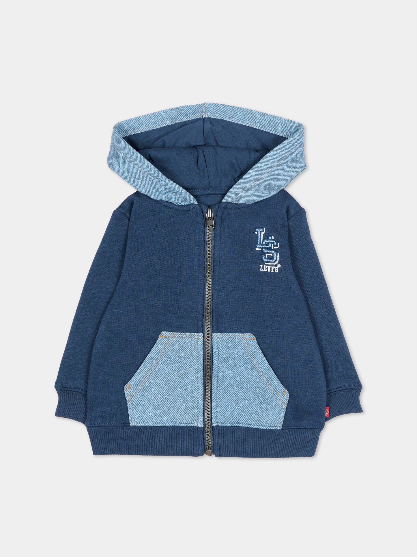 Felpa blu per neonato con logo ricamato,Levi's Kids,6EN725 UF3