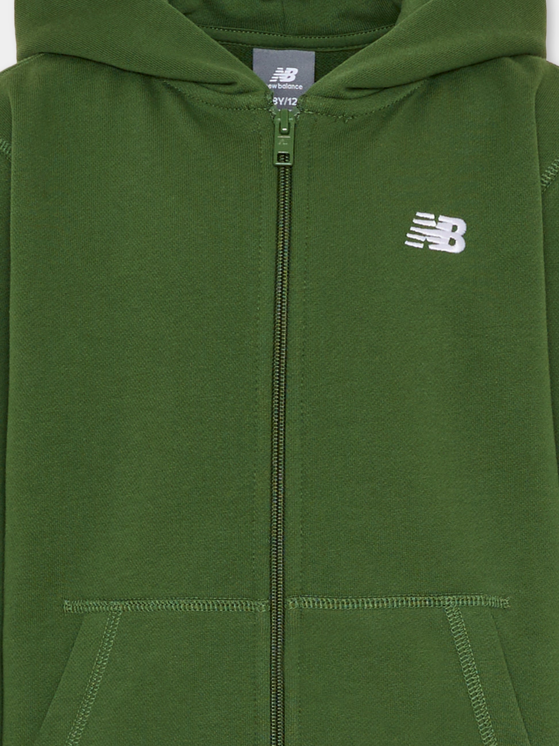 Felpa verde per bambini con logo,New Balance,LAKB0057 DAE
