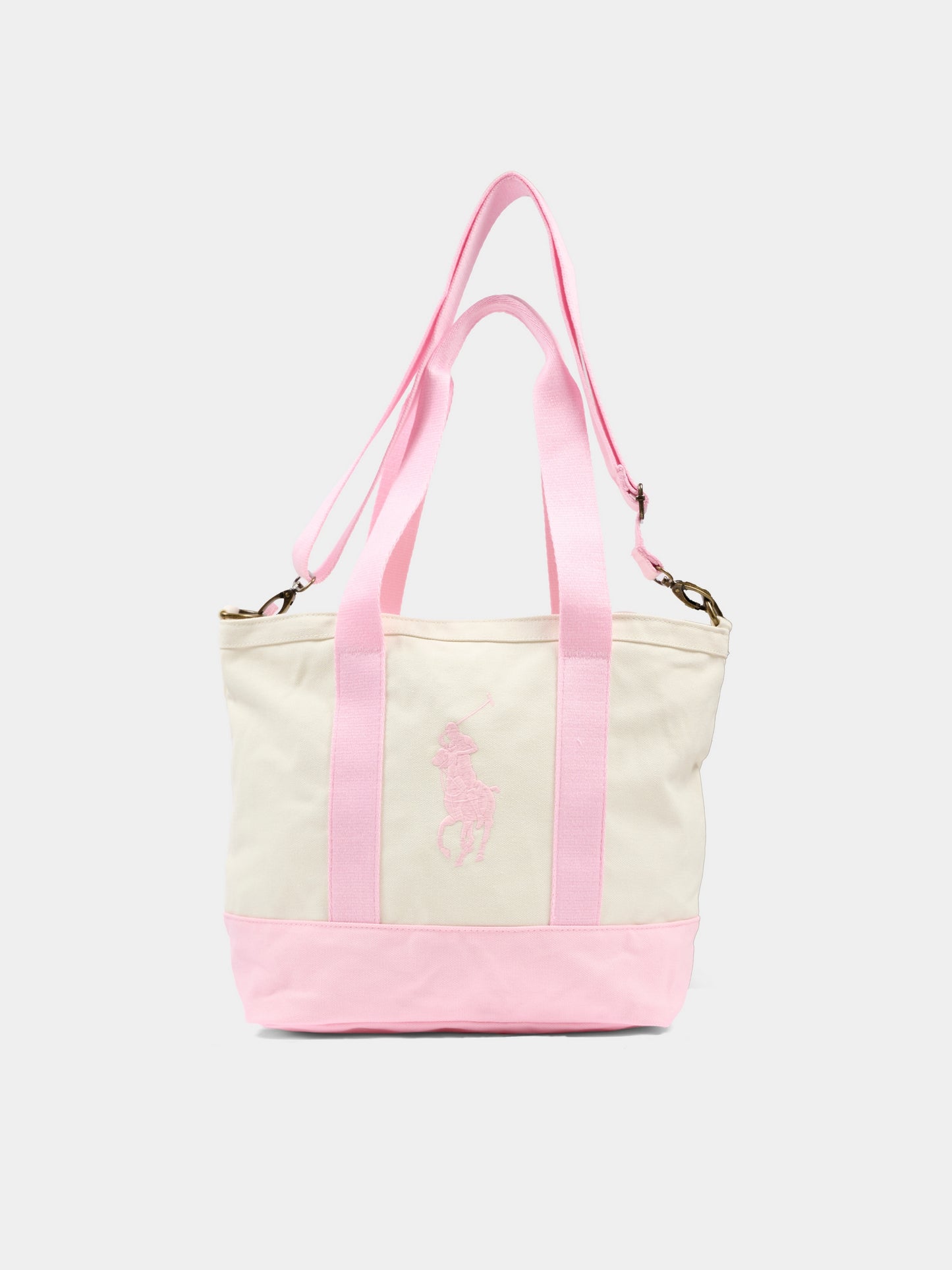 Borsa avorio per bambina con cavallino rosa,Ralph Lauren Kids,9AR023 W2Q