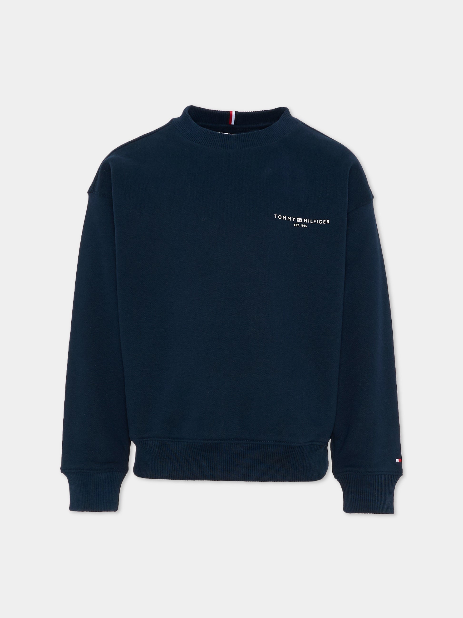 Felpa blu per bambino con logo,Tommy Hilfiger Junior,KS0KS00640 C1G