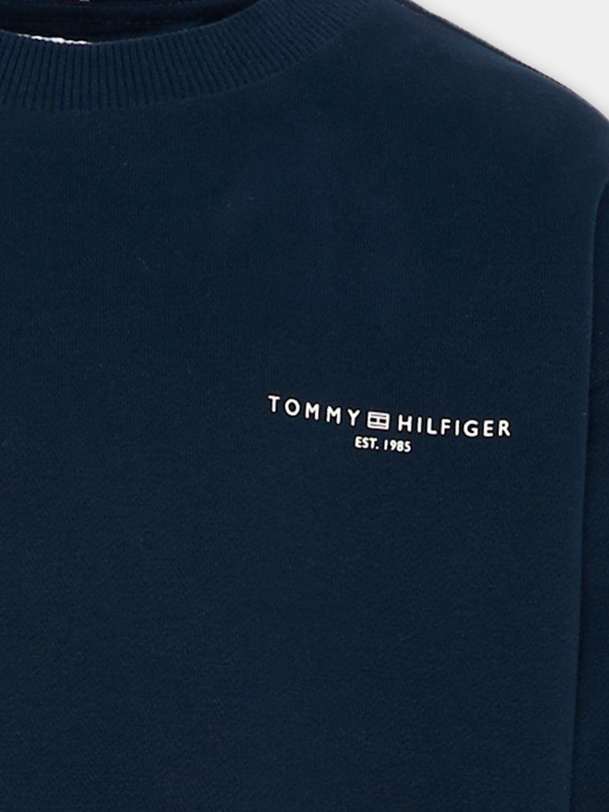 Felpa blu per bambino con logo,Tommy Hilfiger Junior,KS0KS00640 C1G