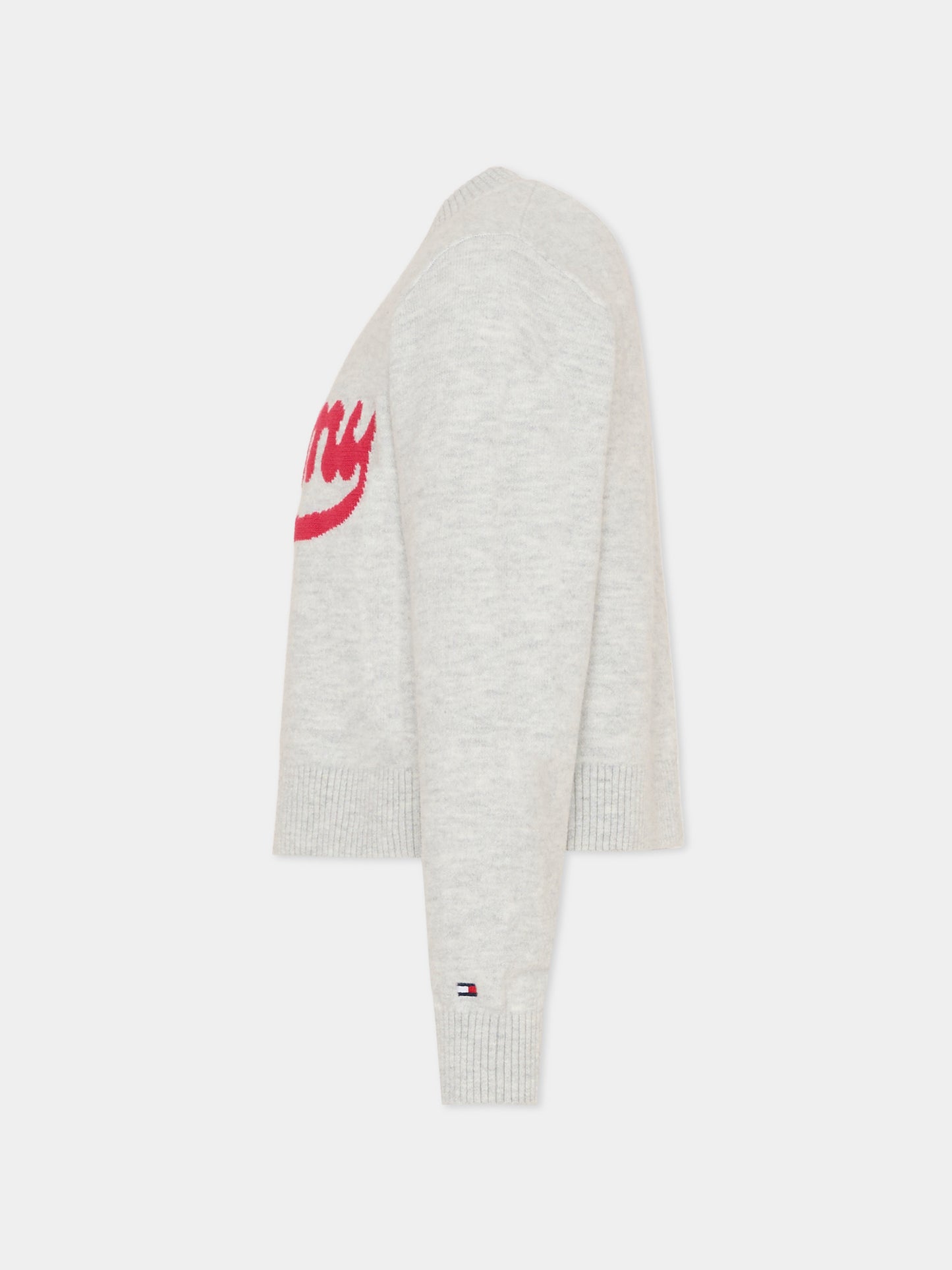 Maglione crop grigio per bambina con logo,Tommy Hilfiger Junior,KG0KG08842 P09
