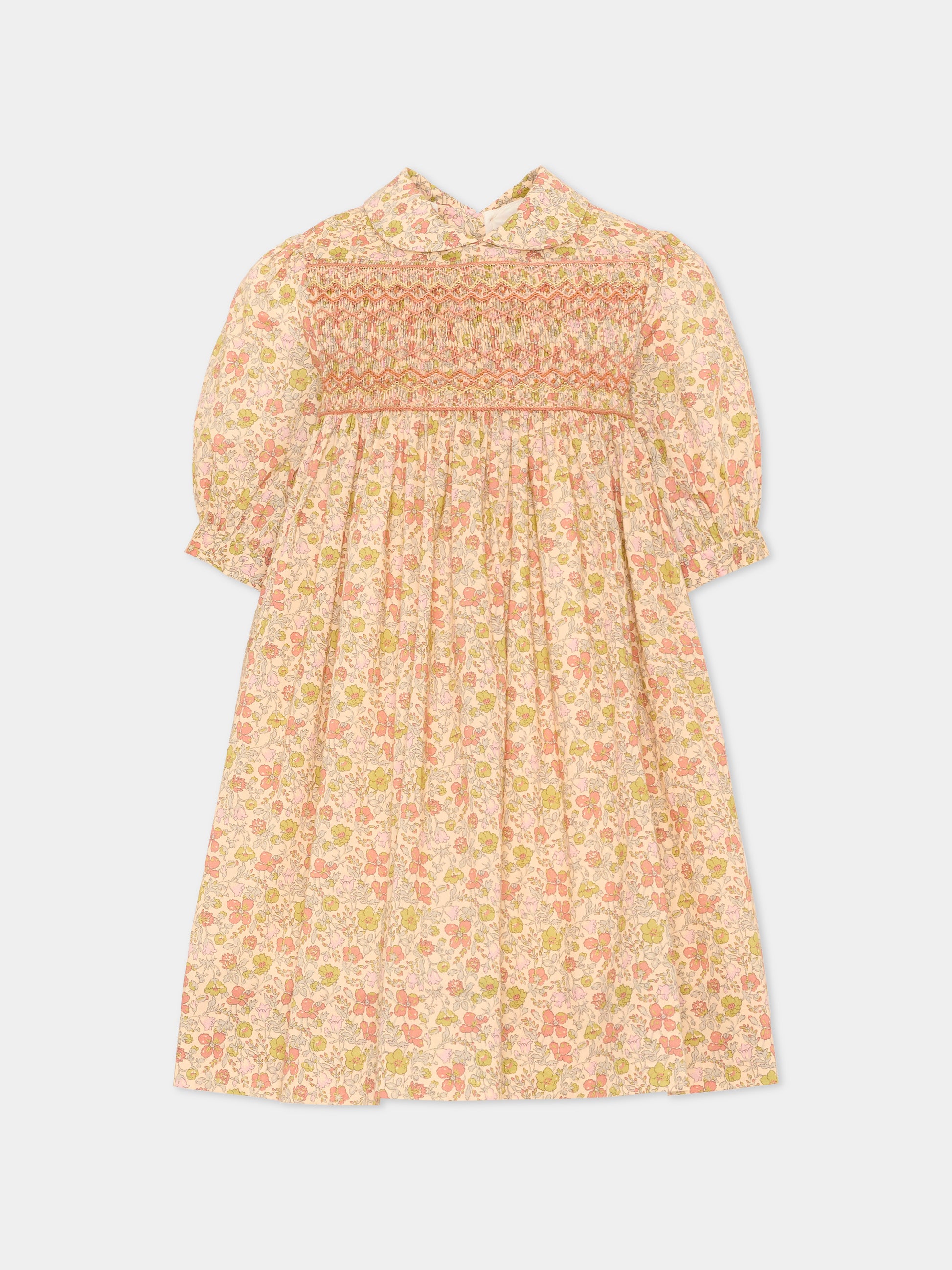 Abito a maniche corte multicolor per bambina floreale,Bonpoint,W06GDRW00001 523B