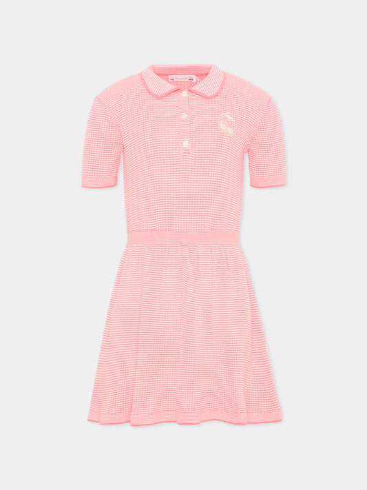 Vestito rosa per bambina a righe,Bonpoint,P06GDRK00001 028A