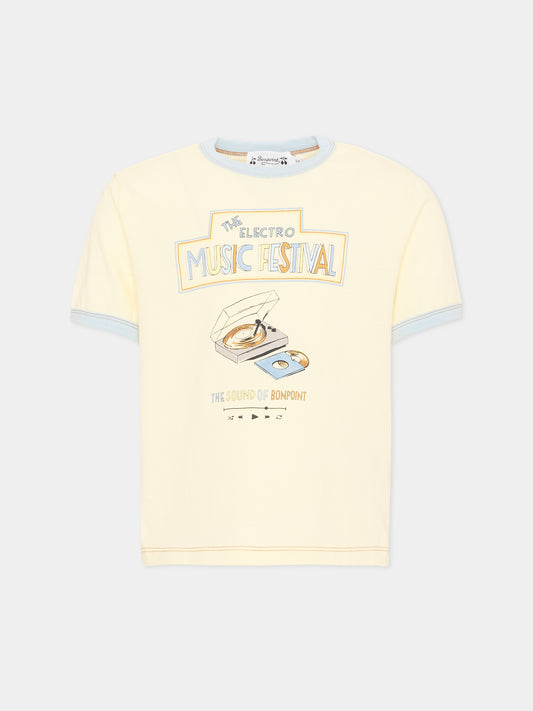T-Shirt gialla per bambino con stampa,Bonpoint,P06BTSK00002 131A