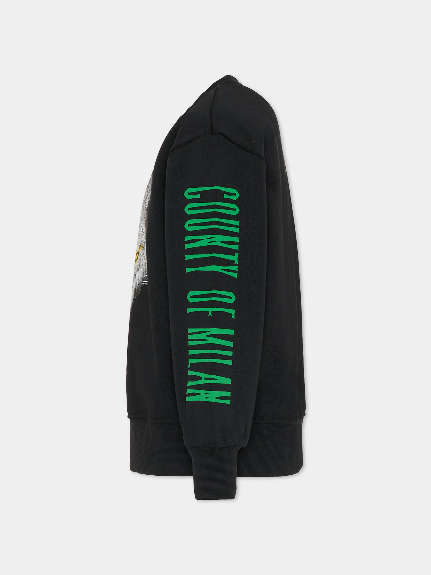 Felpa nera per bambino con volpe,County Of Milan Kids,F5CMJBSW075 110