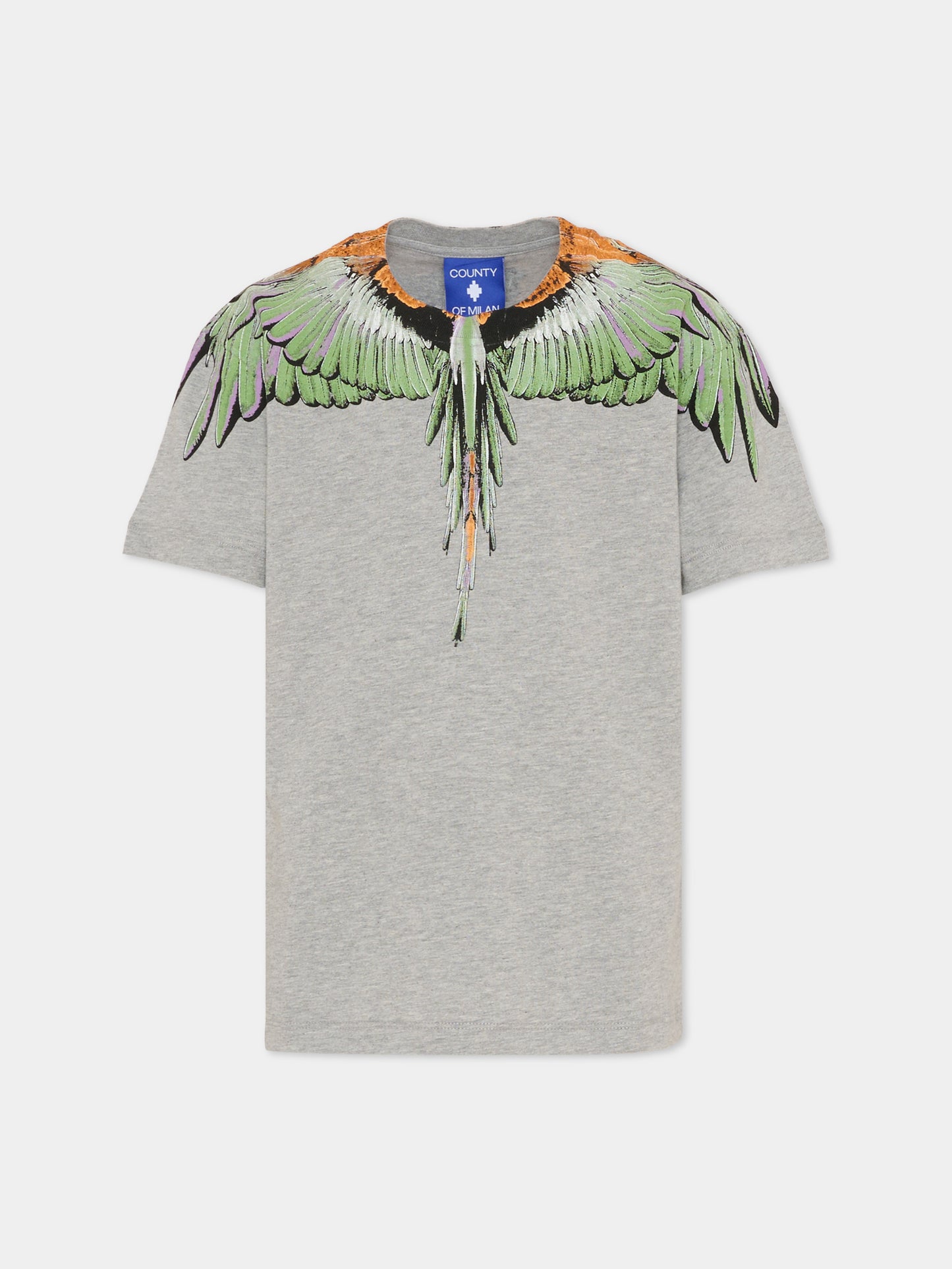 T-shirt grigia per bambino con ali multicolor,County Of Milan Kids,F5CMJBTH063 101