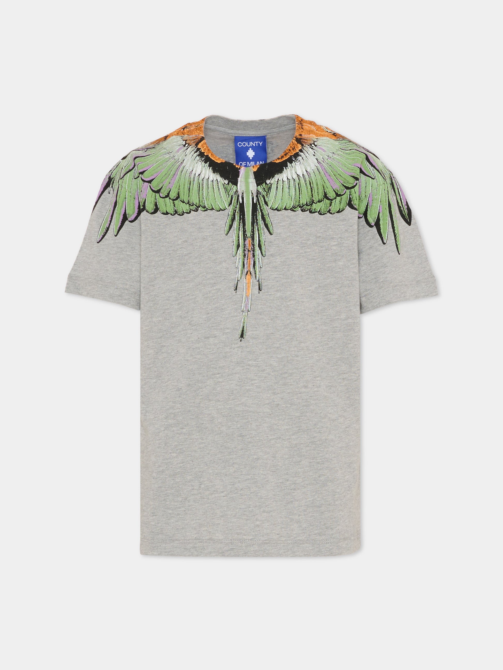 T-shirt grigia per bambino con ali multicolor,County Of Milan Kids,F5CMJBTH063 101