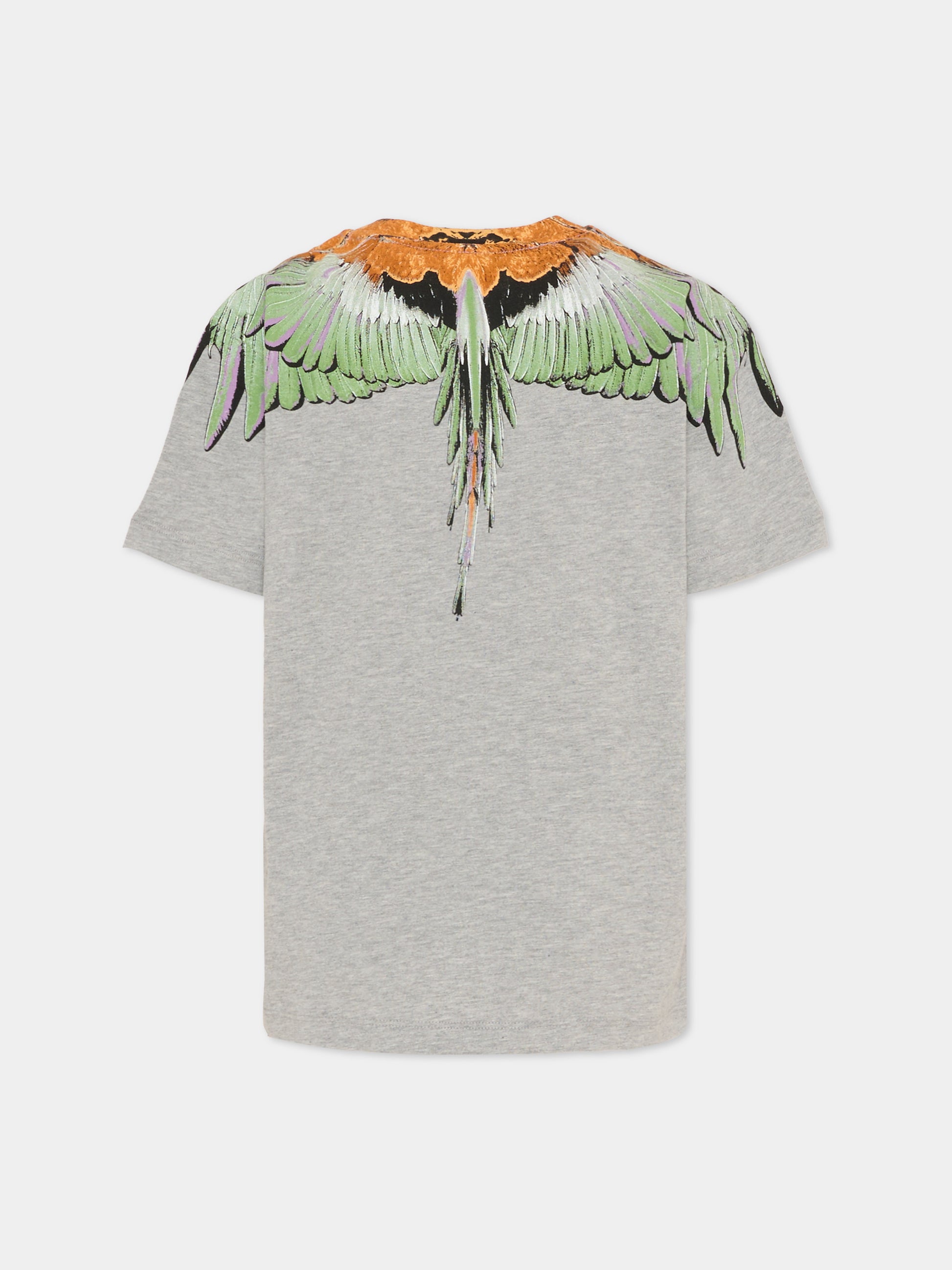 T-shirt grigia per bambino con ali multicolor,County Of Milan Kids,F5CMJBTH063 101