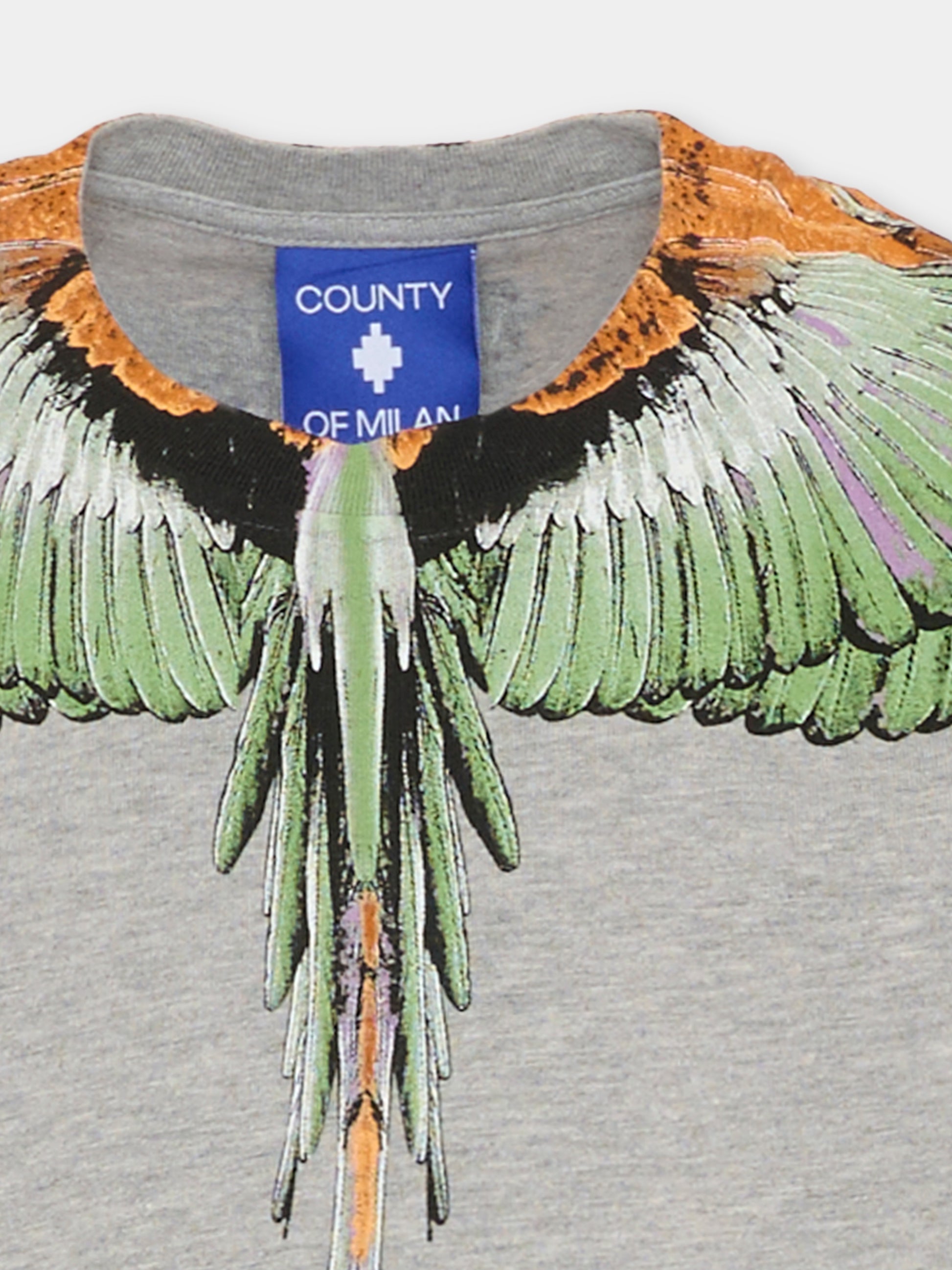 T-shirt grigia per bambino con ali multicolor,County Of Milan Kids,F5CMJBTH063 101