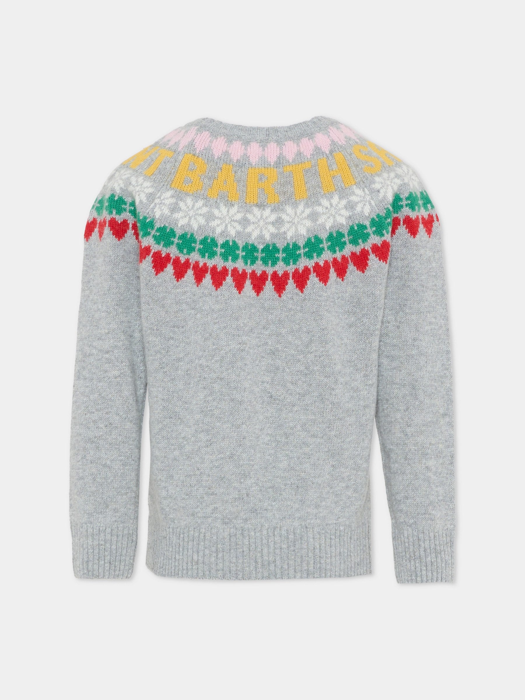 Maglione grigio per bambina con motivo jacquard,Mc2 Saint Barth,PRC0010 00678G