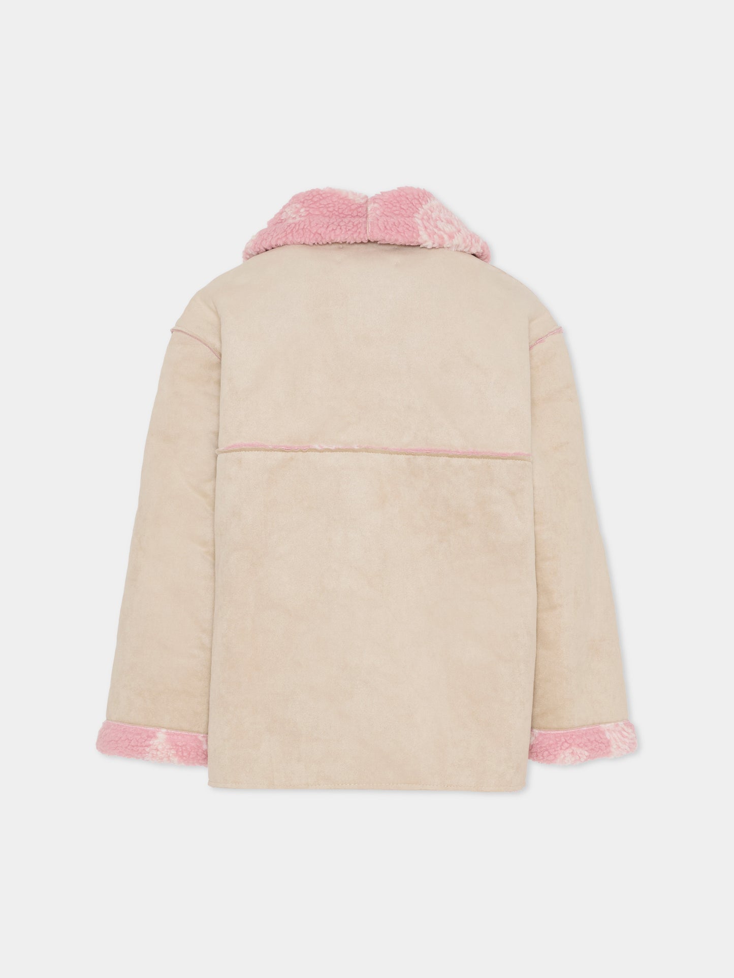 Ecopelliccia beige per bambina con stampa paisley,Mc2 Saint Barth,DORY002 00321E