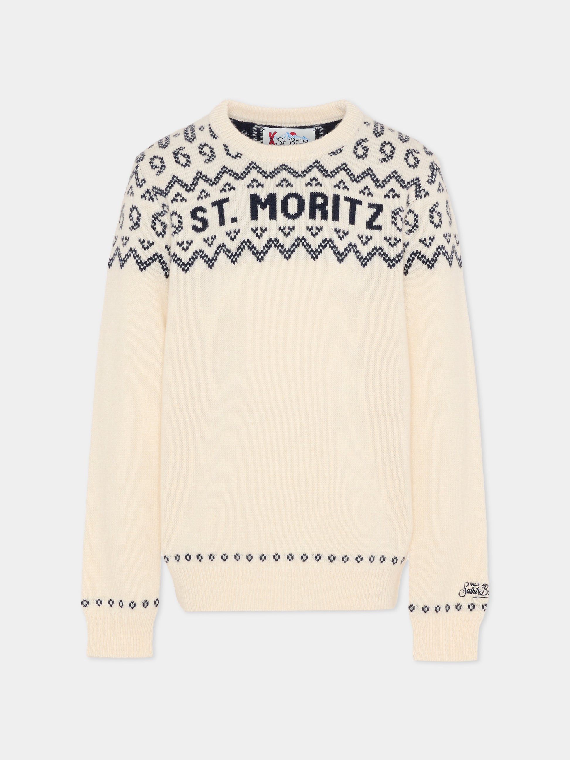 Maglione avorio per bambino con motivo jacquard,Mc2 Saint Barth,DOU0003 02384G