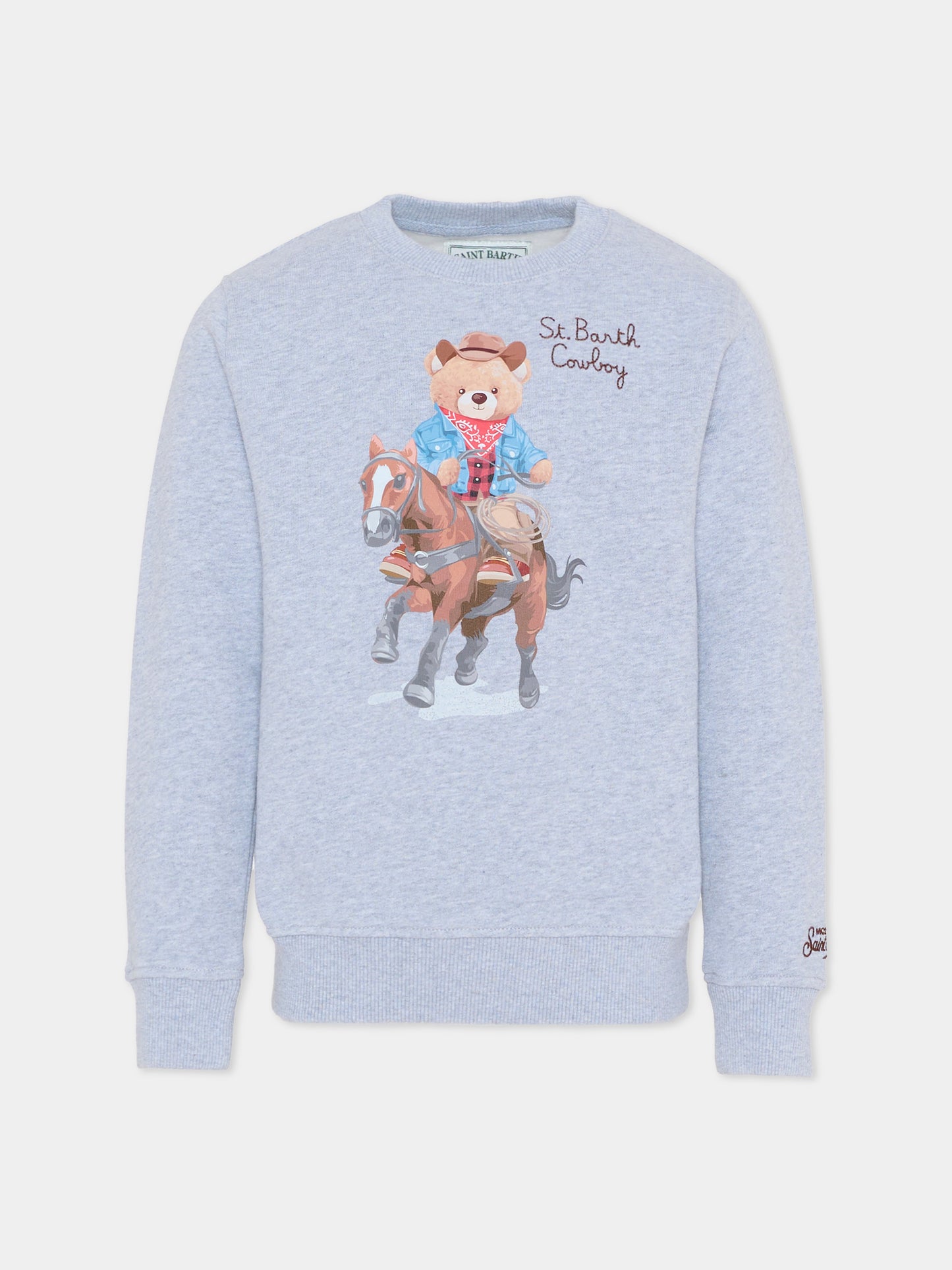 Felpa  grigia per bambino con stampa orsetto,Mc2 Saint Barth,HUT0004 01050I