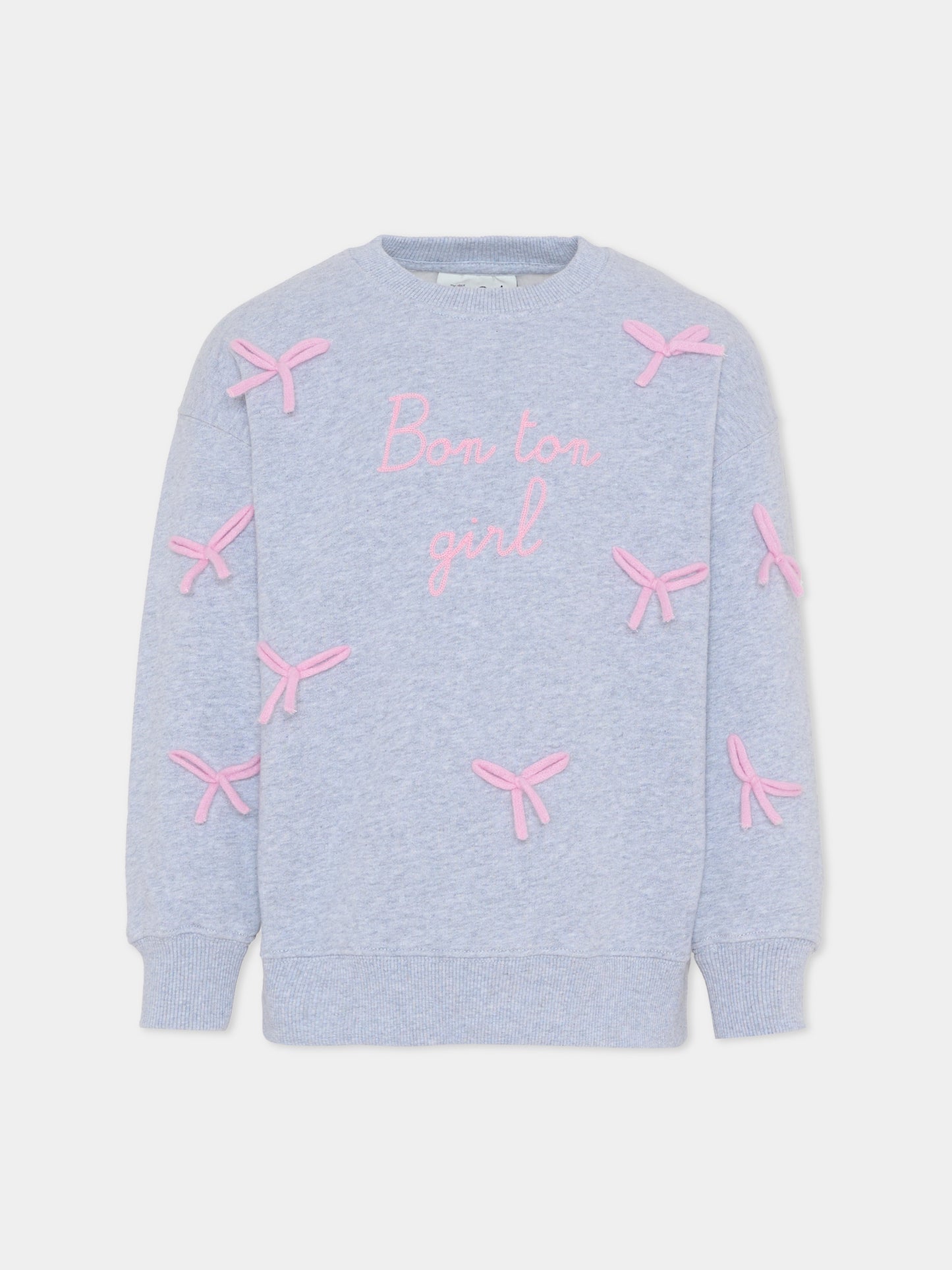 Felpa grigia per bambina con fiocchi,Mc2 Saint Barth,BRN0002 01454I