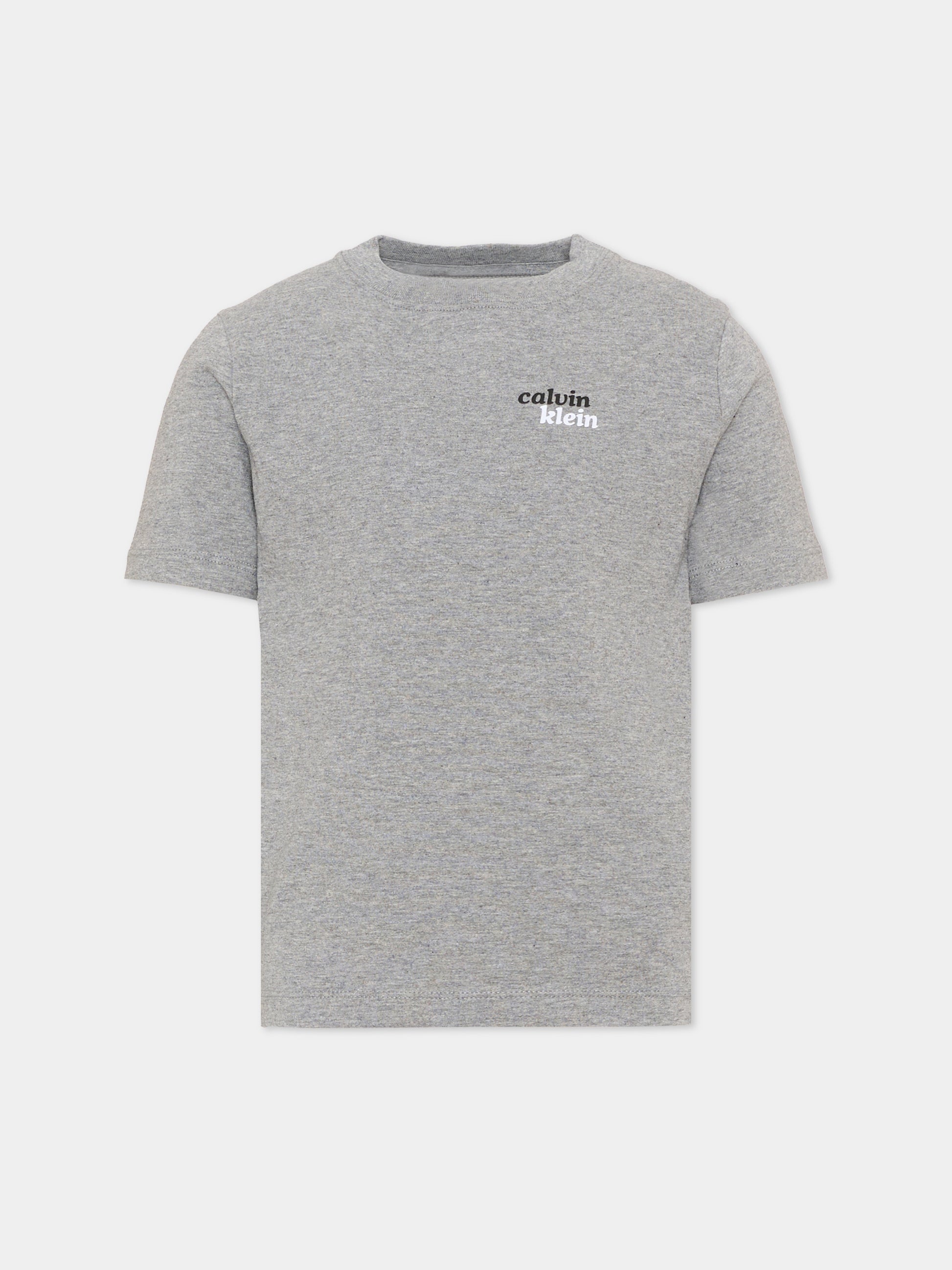 T-Shirt grigia per bambino con logo,Calvin Klein Kids,LVCKTJA39B P7D