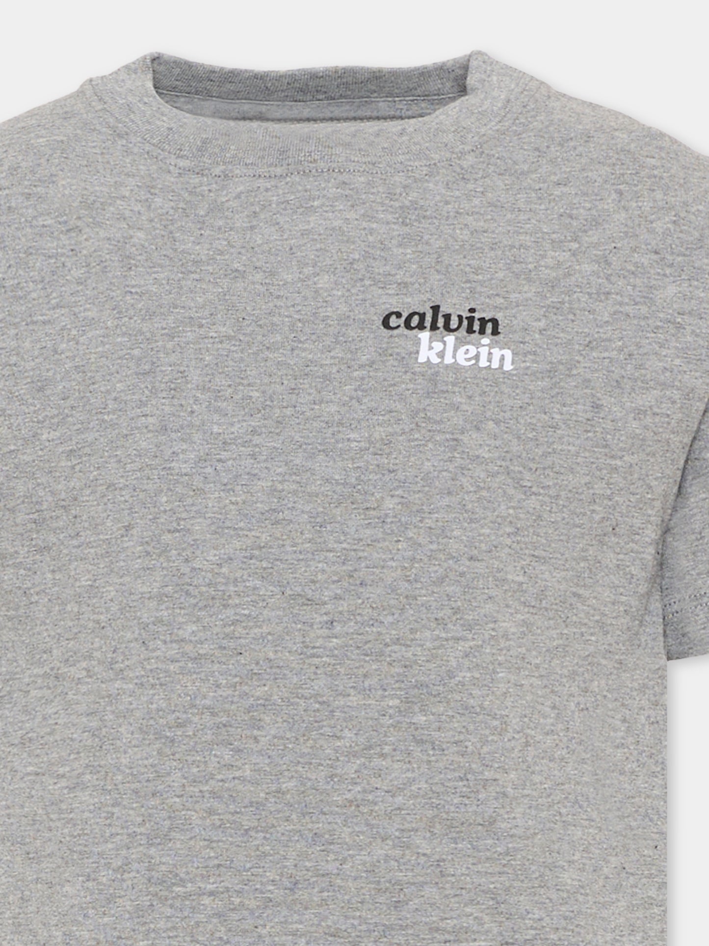 T-Shirt grigia per bambino con logo,Calvin Klein Kids,LVCKTJA39B P7D