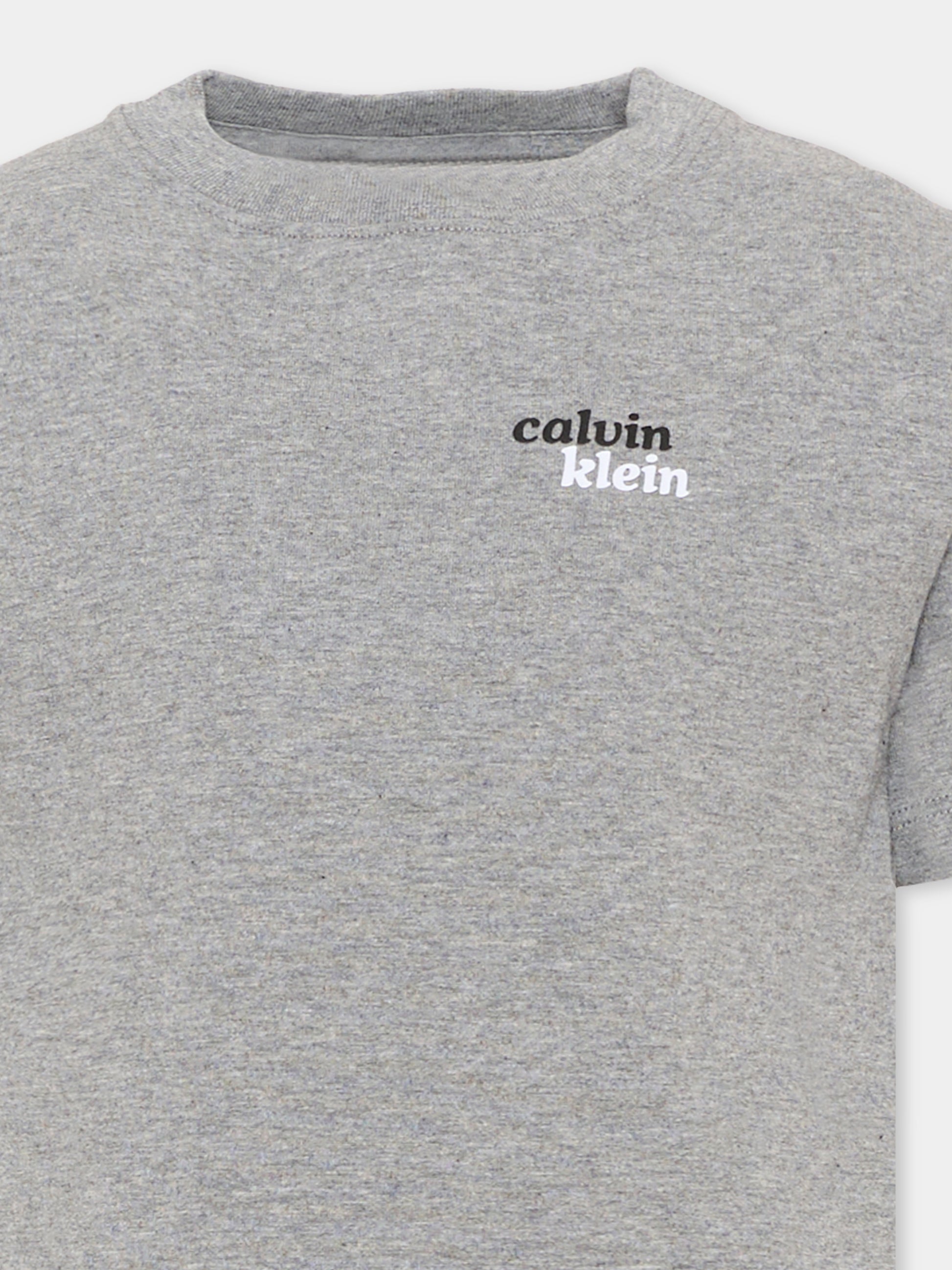 T-Shirt grigia per bambino con logo,Calvin Klein Kids,LVCKTJA39B P7D