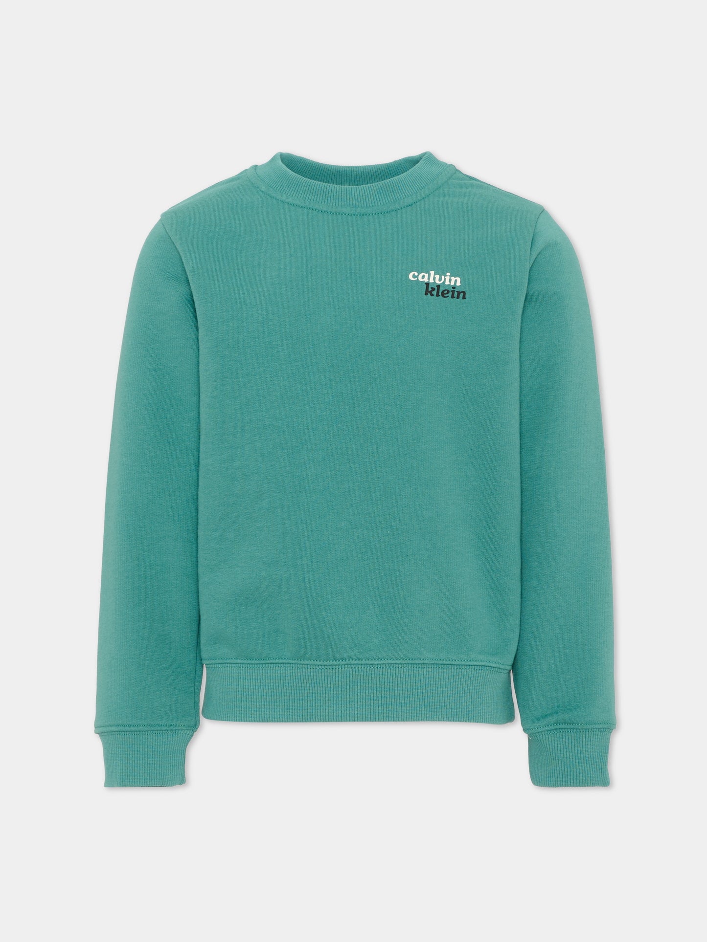 Felpa verde per bambino con logo,Calvin Klein Kids,LVCKTJB42B LIT